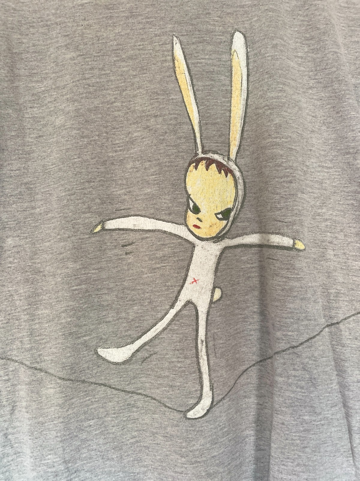 Yoshitomo Nara MOCA T Shirt Vintage Museum Art Los Angeles Tightrope Bunny Grey
