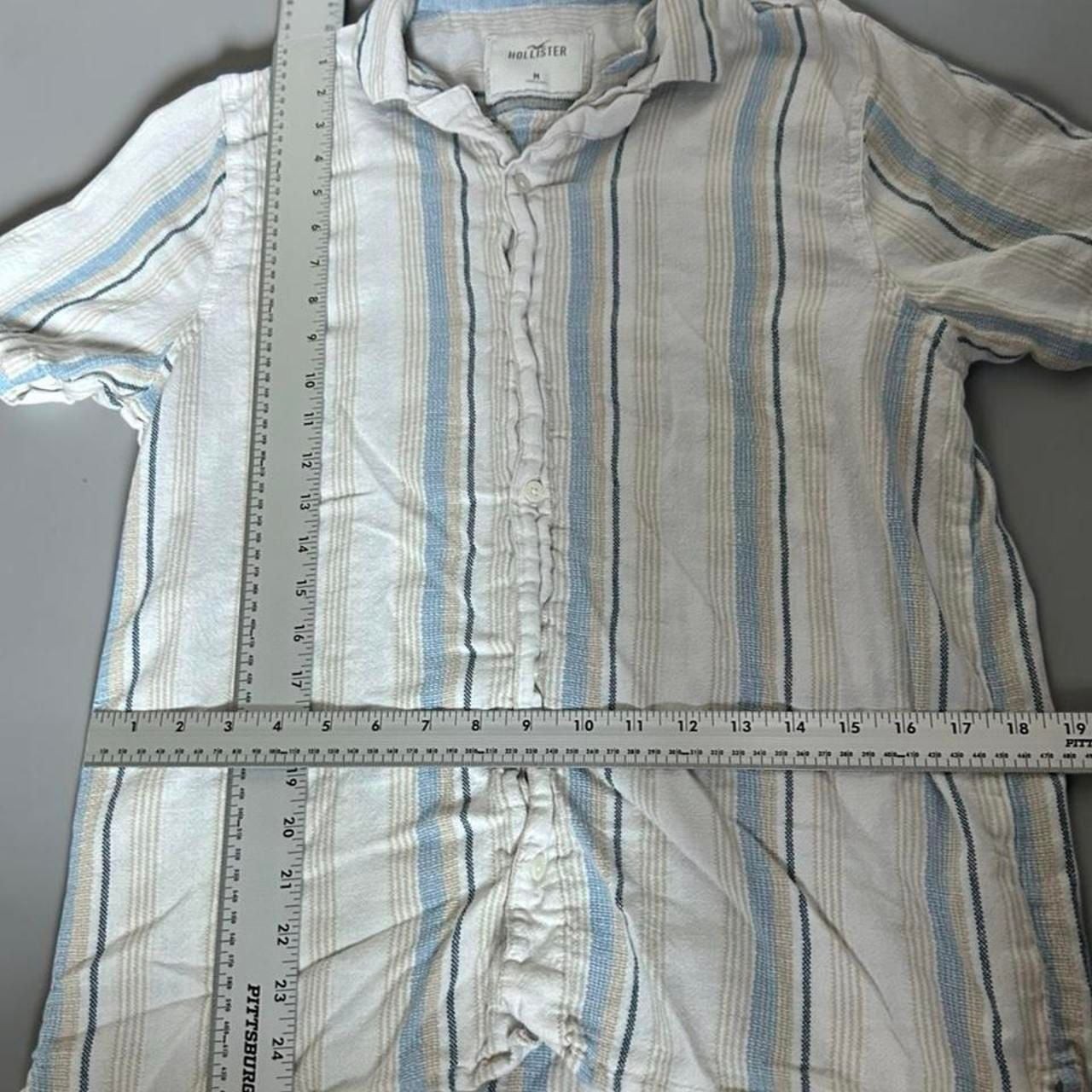 Hollister Short Sleeve Linen Blend Striped Button Up Shirt