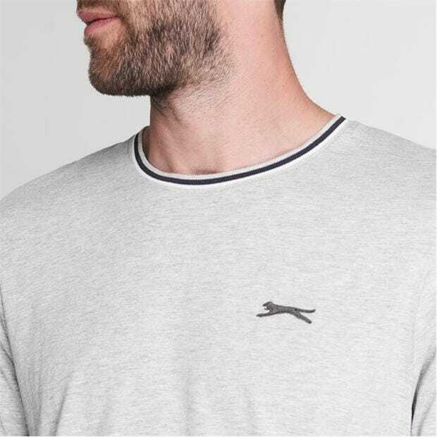 Mens Slazenger 100% Cotton Tipped Crew Neck T Shirt XS S M L XL XXL 3XL 4XL BNWT