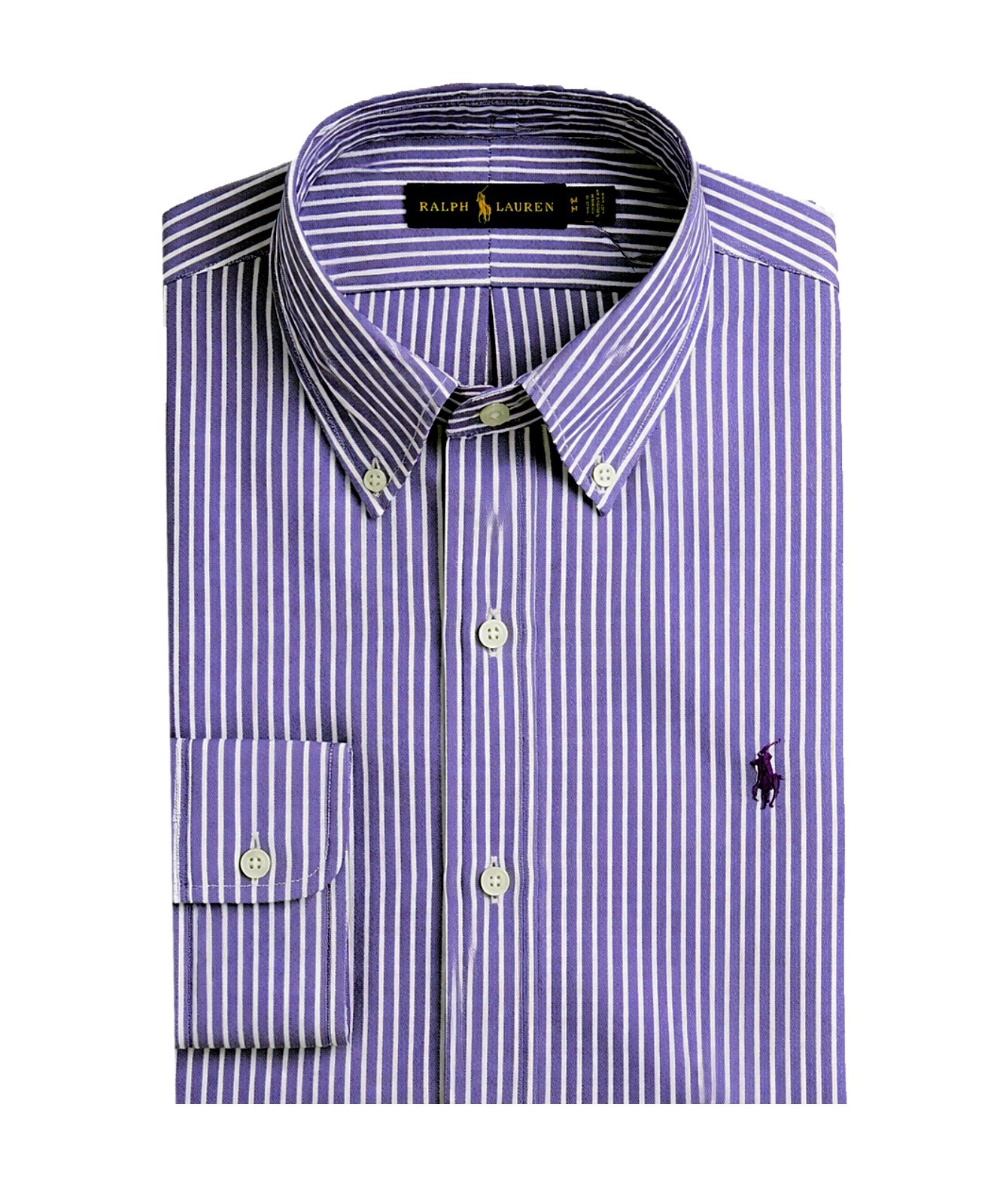 NWT- POLO RALPH LAUREN Mens Custom Slim Purple Striped Long Sleeve Shirt : S – L