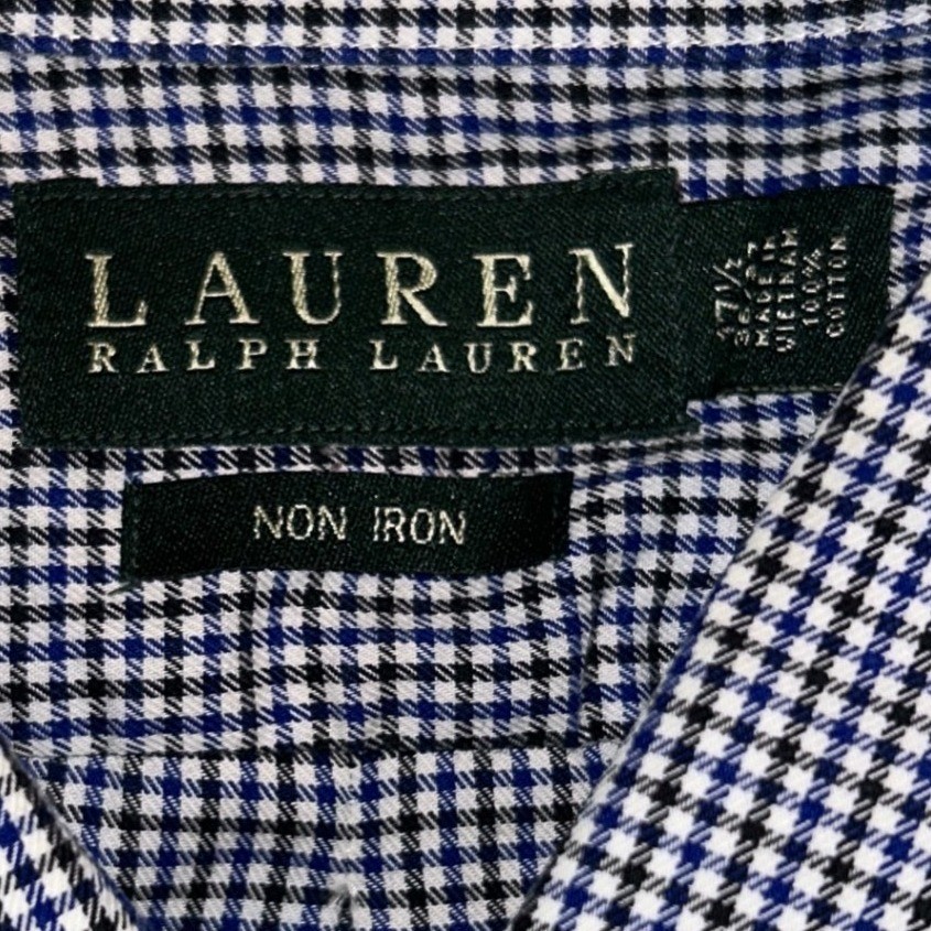 Lauren Ralph Lauren Men’s Button Down Shirt Long Sleeve Gingham Check 17 1/2 36