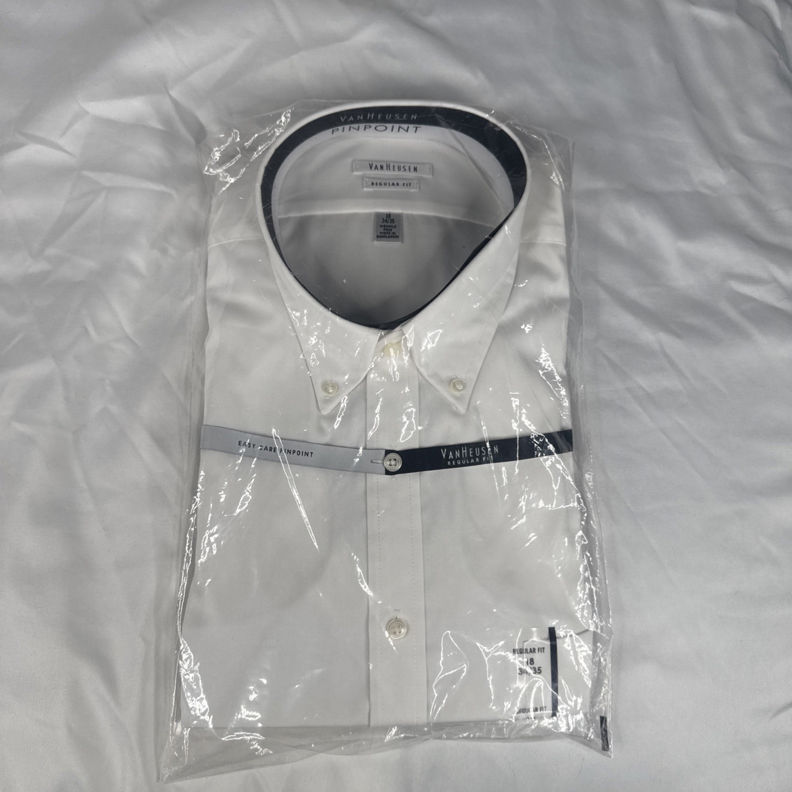 NEW Van Heusen White Dress Shirt 18 34/35 Regular Fit $45 Tag