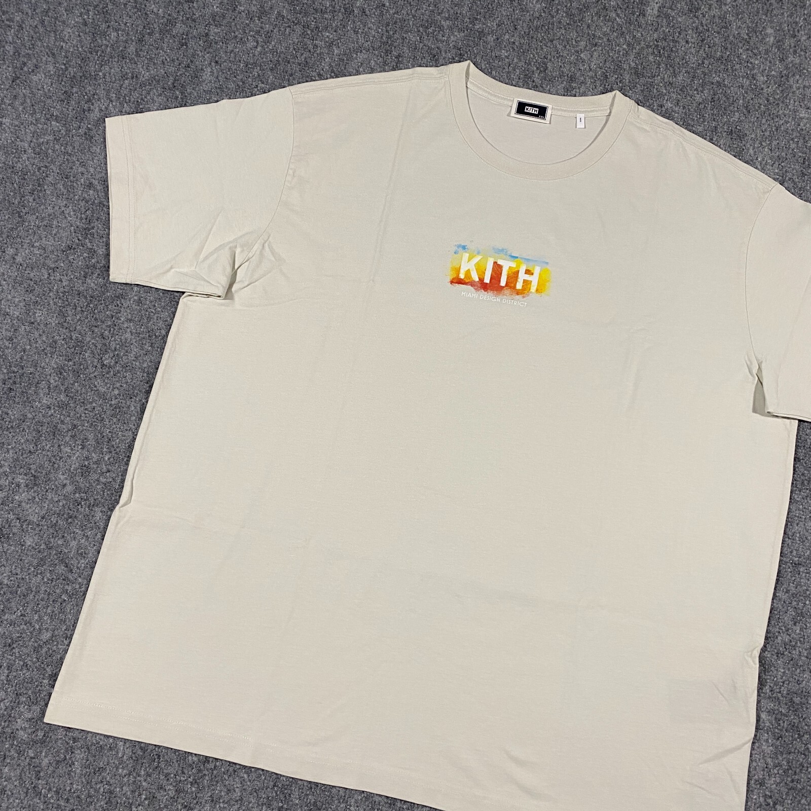 Kith Miami Design District Exclusive Box Logo Tee Shirt Adult XXL Chalk Beige