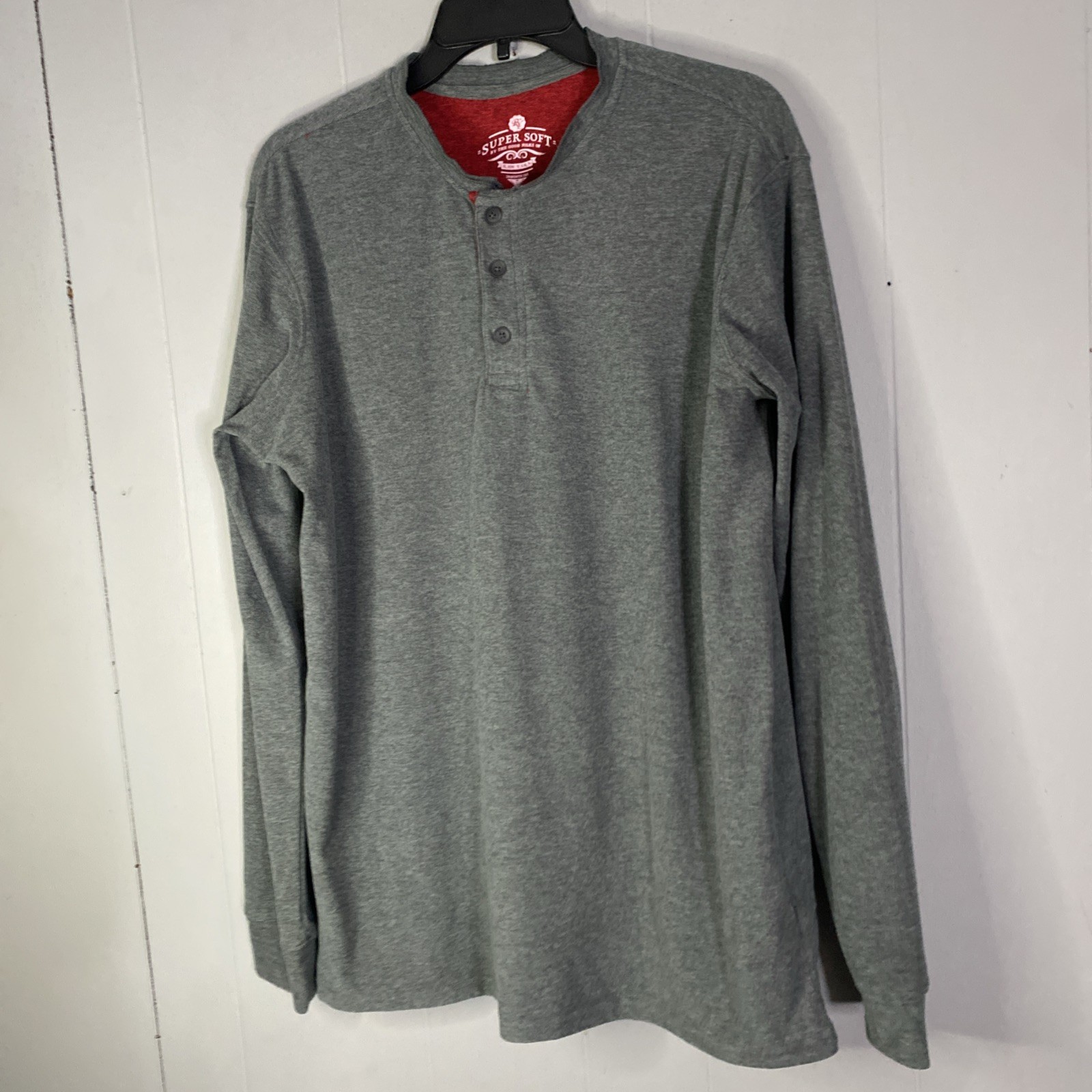 Raw Yarn Super Soft Henley Long Sleeve Shirt Mens Large 22×30 L