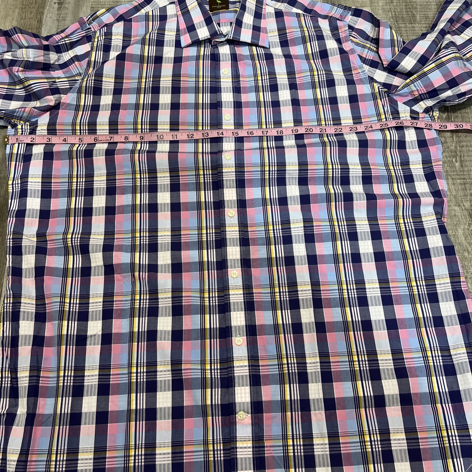 TAILORBYRD Men’s 3XLT Long Sleeve Button Down Multicolor Plaid Shirt