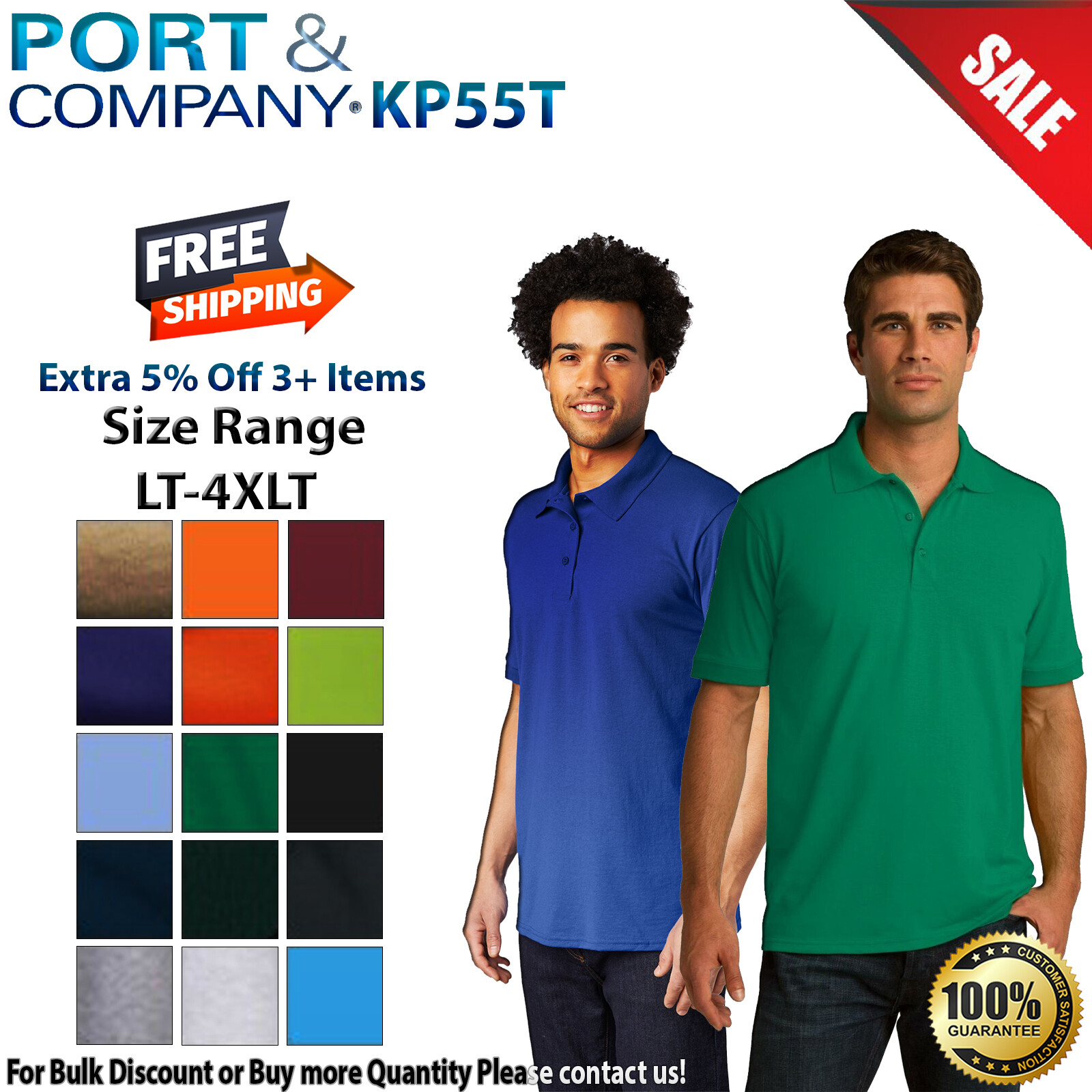 Port & Company KP55T Mens Big & Tall Short Sleeve Core Blend Jersey Knit Polo