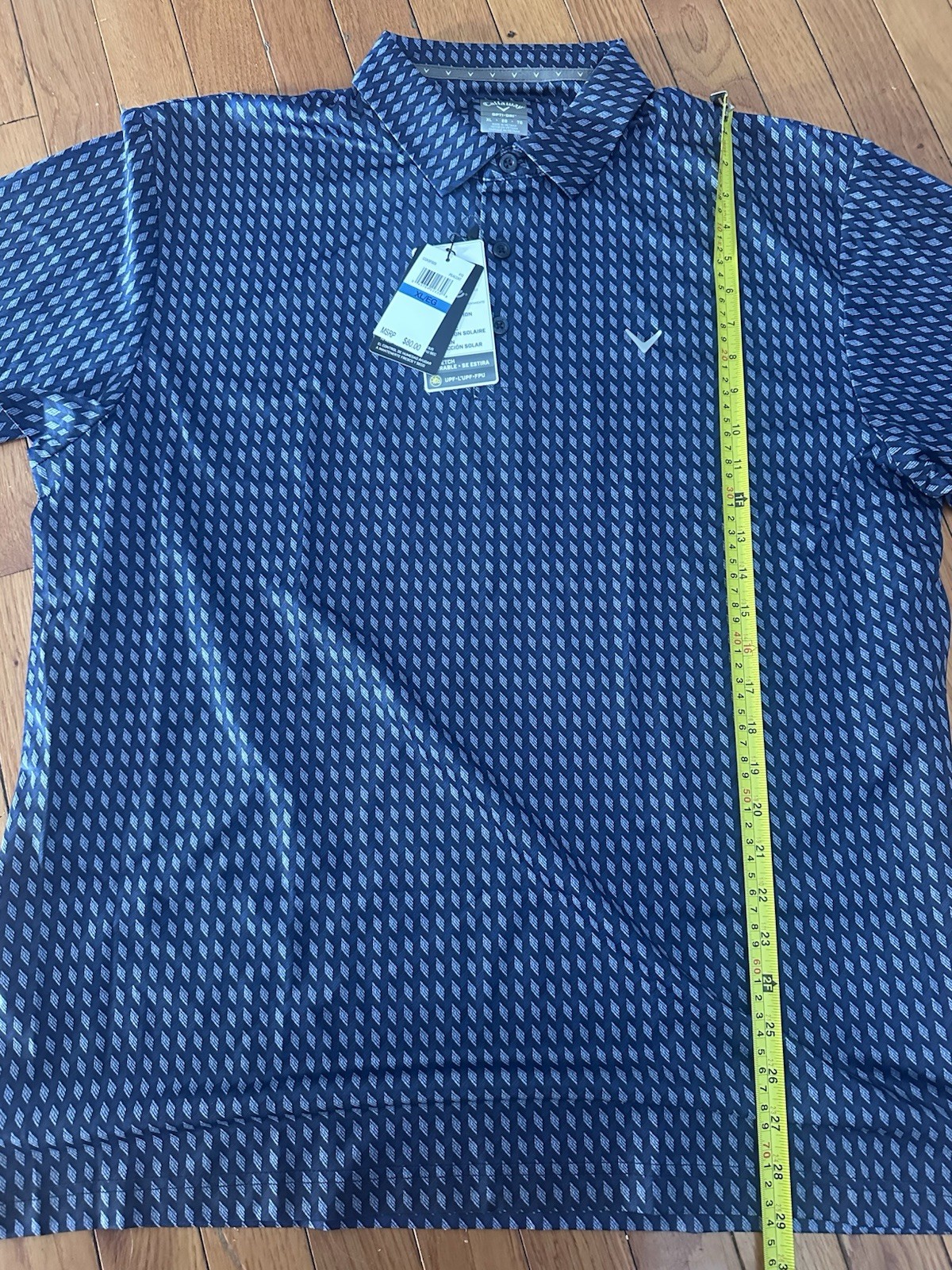 Callaway Opti-Dri Golf Polo Shirt Men’s XL Blue Geometric UPF 50 NWT Peacoat