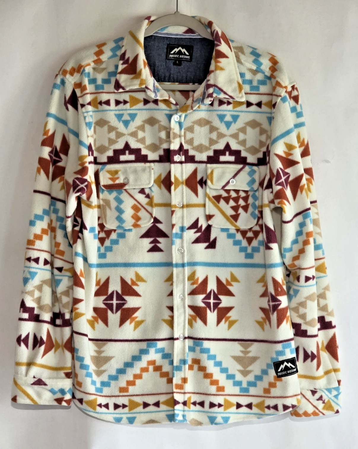 Massive Outdoor Fleece Shirt L Men’s Unisex Southwestern Aztec Oversized Boho