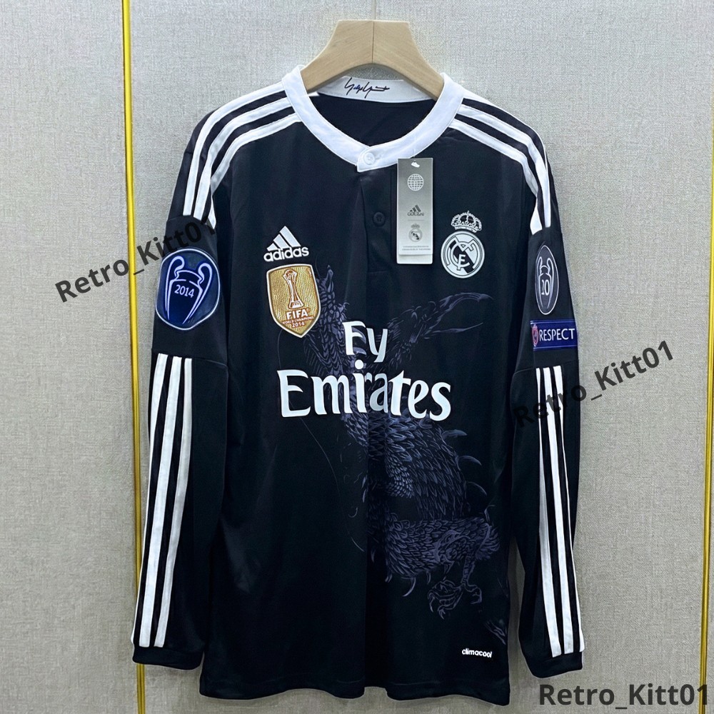 Ronaldo #7 Real Madrid 2014/2015 UCL Long Sleeve Black Jersey Dragon 2XL