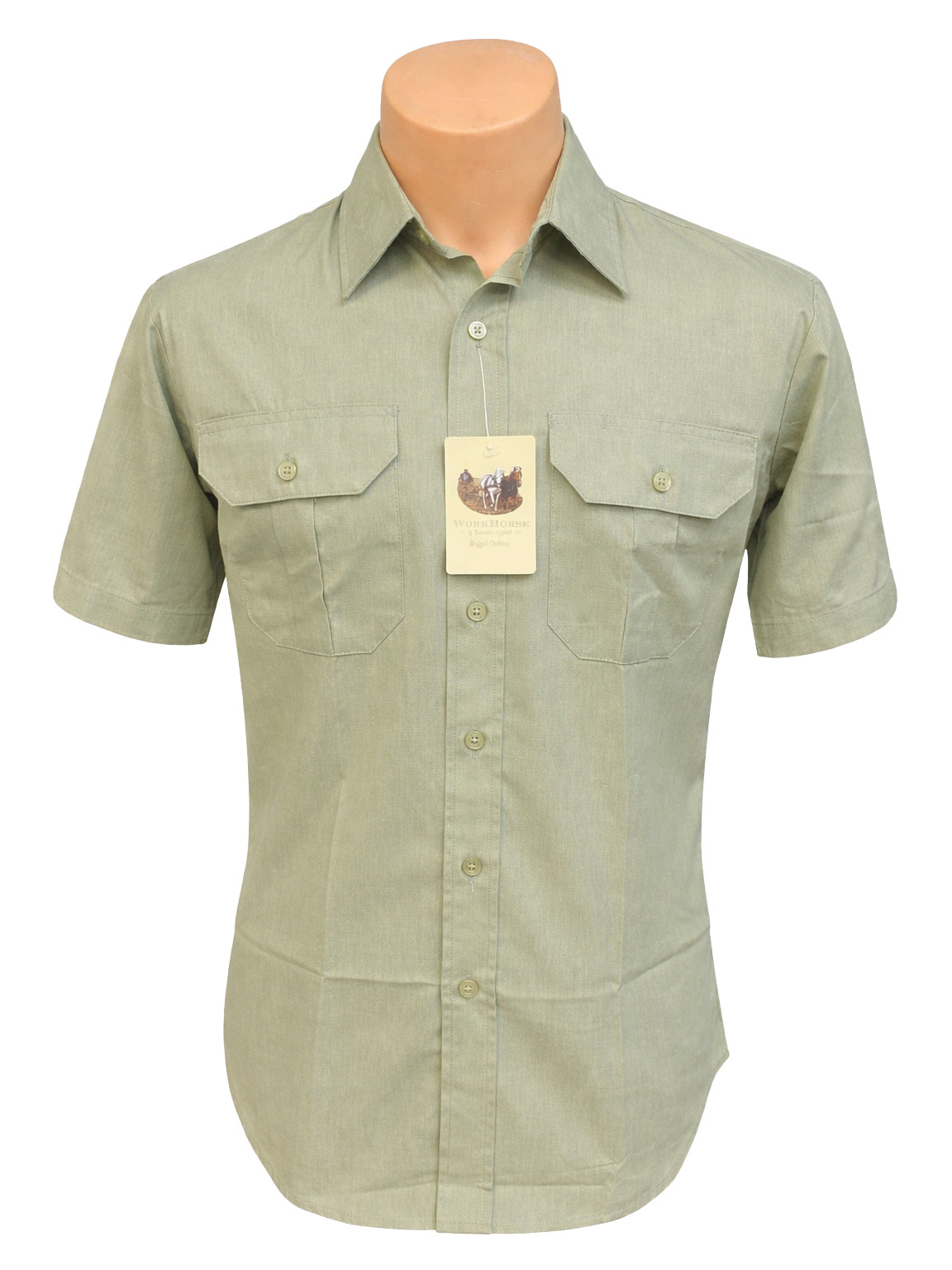 New Men’s Khaki Green Short Sleeve Work Shirt Official US Forest Service L Long