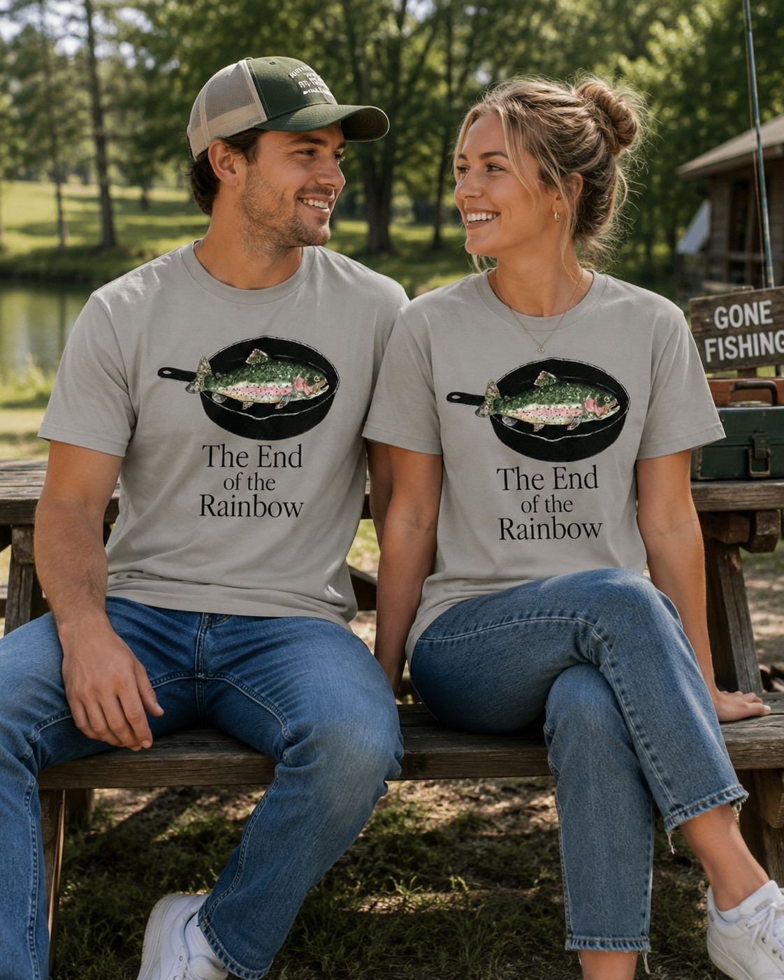 Trout Fishing Funny The End of The Rainbow Graphic T-Shirt