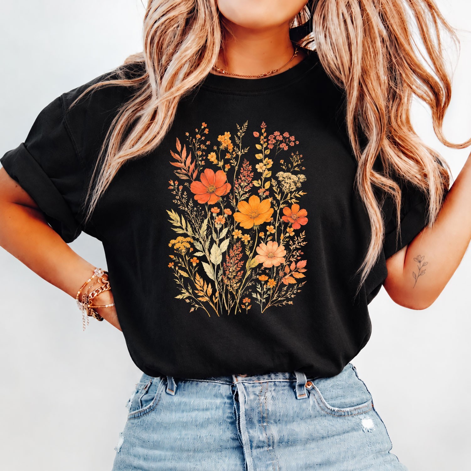 Colorful Flowers Floral Graphic For Women Spring Outfit Floral Gift Tee Apparel