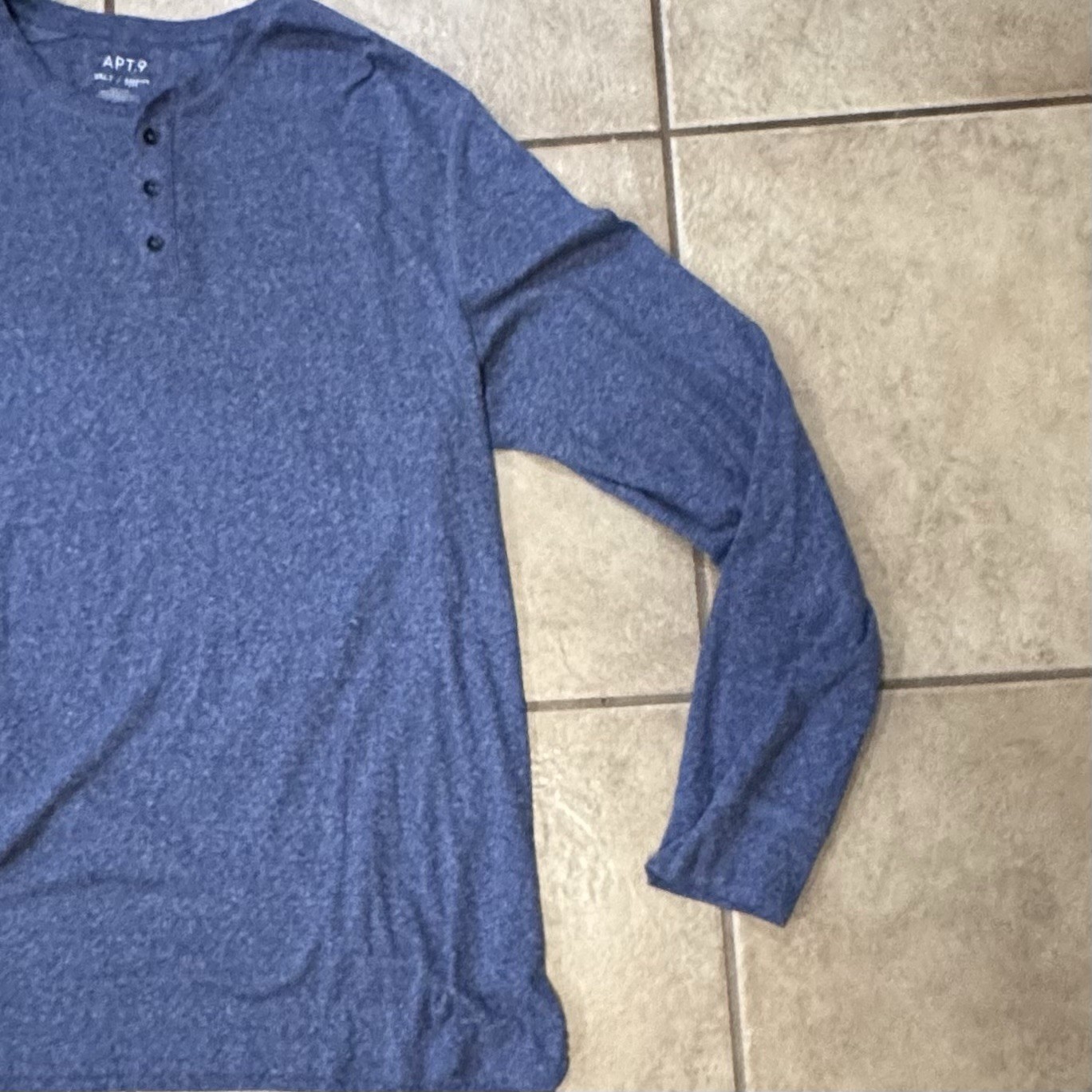 Apt. 9 Premier Flex Blue Long Sleeve Cotton Blend Henley T-Shirt Men’s 2XLT