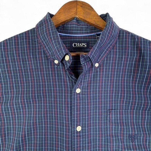 Classic Preppy Chaps Check Button Down Shirt Size XXL