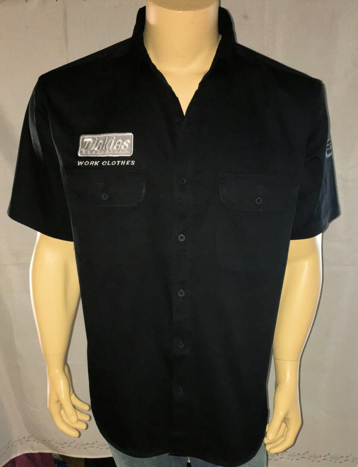 Y2K Genuine DICKIES Utility Shirt Black MEDIUM Button Up Relaxed Fit Cotton NEW