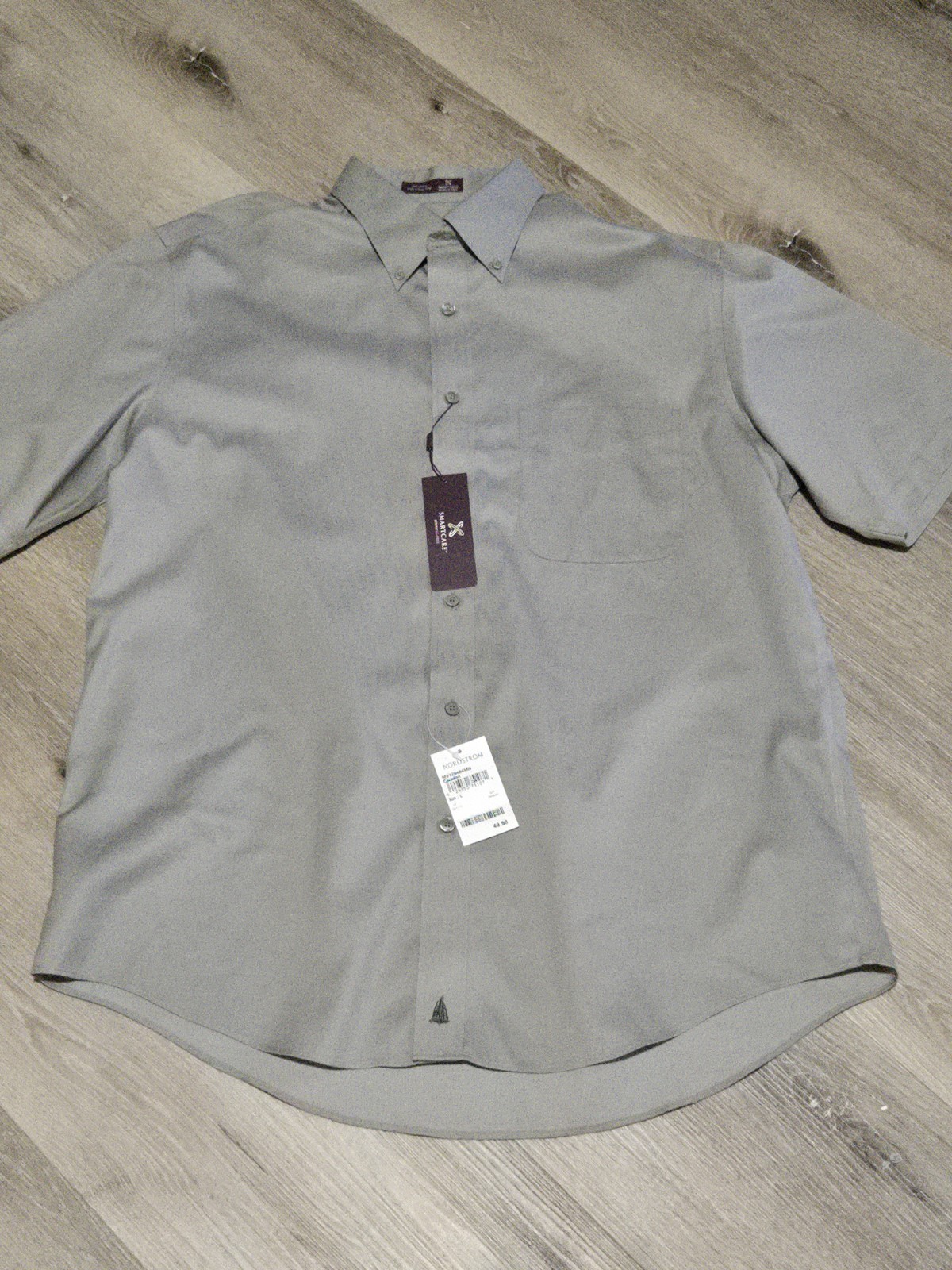 Nordstrom Smartcare Trim Fit Dress Shirt Mens Gray New Tag Large Retail $45.50