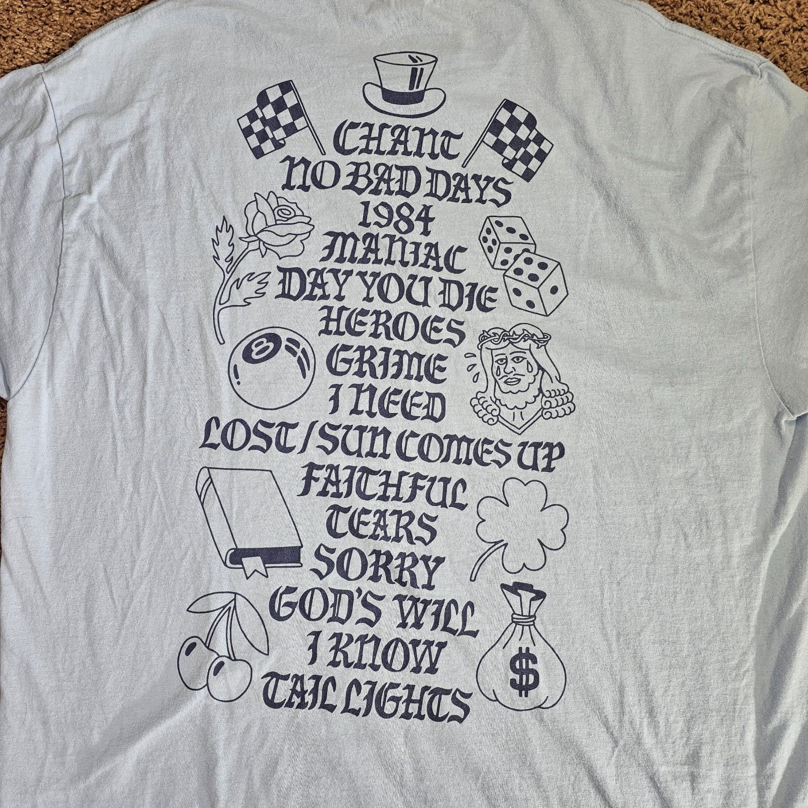 Macklemore BEN Tour T Shirt XL Light Blue American Apparel 1301 Graphic Tee