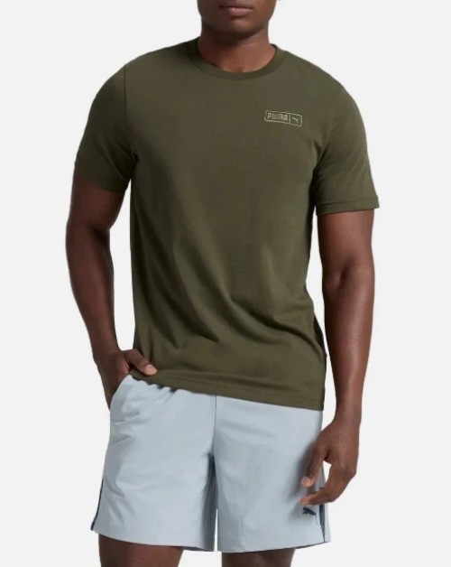 Puma Men’s S Olive Green T-Shirt Cotton/Polyester Blend Crew Neck N0570