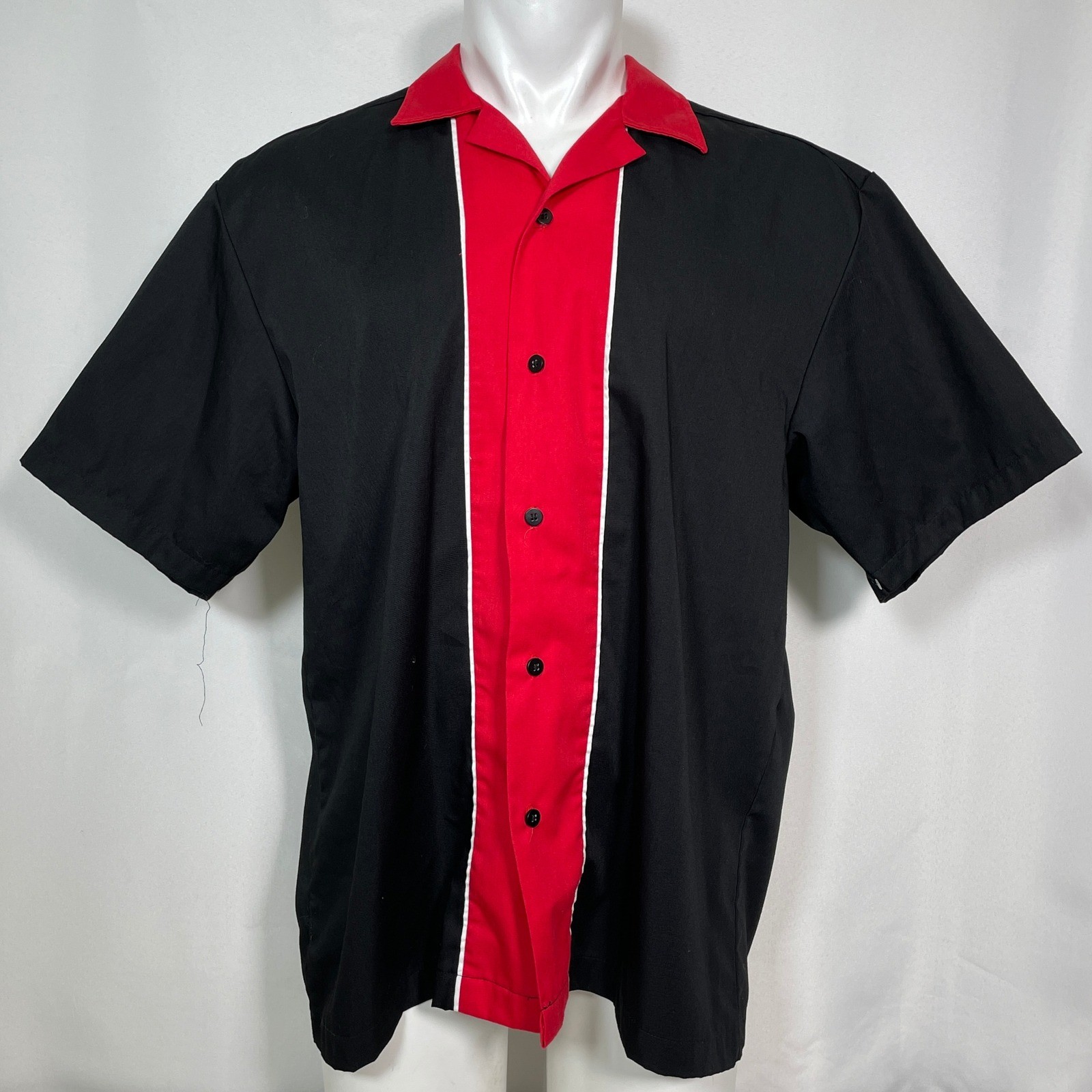 Hilton Quest Bowling Retro Black Red Rockabilly Shirt Men’s LARGE