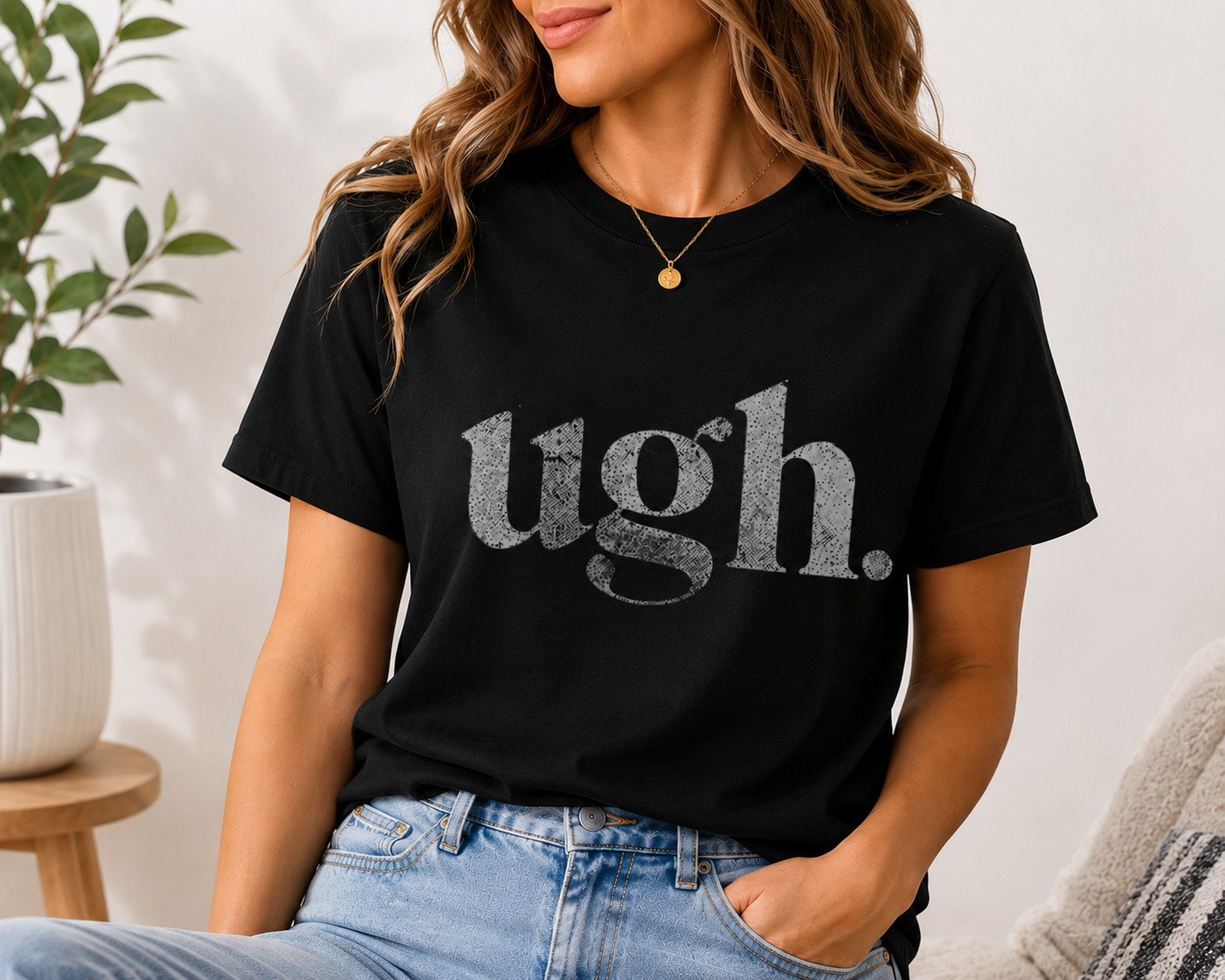 Ugh Graphic T-Shirt Funny Minimalist Vintage Aesthetic Unisex Tee