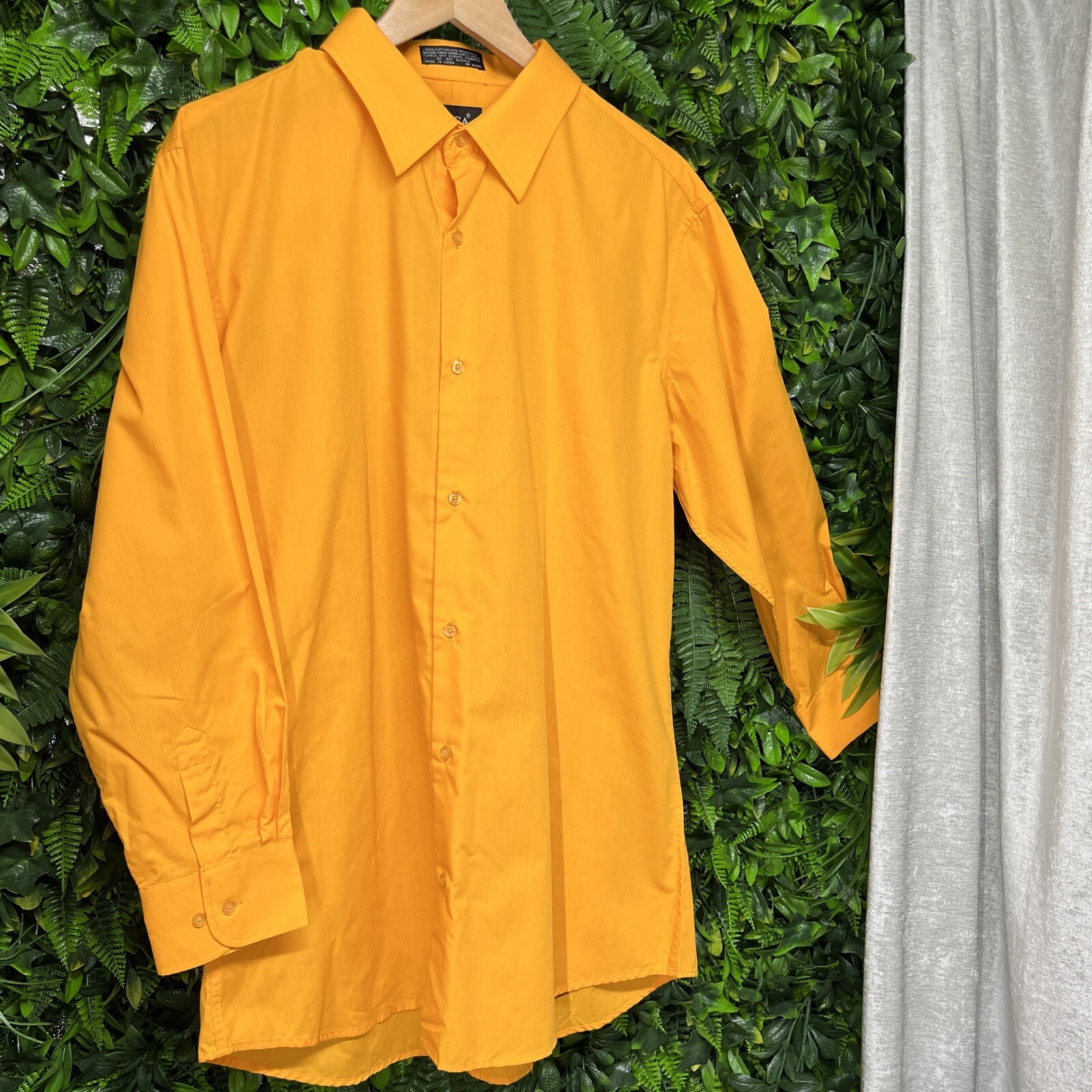 OMEGA ITALY Mens Shirt XL Orange Button Collared Slim Fit Long Sleeve 1749