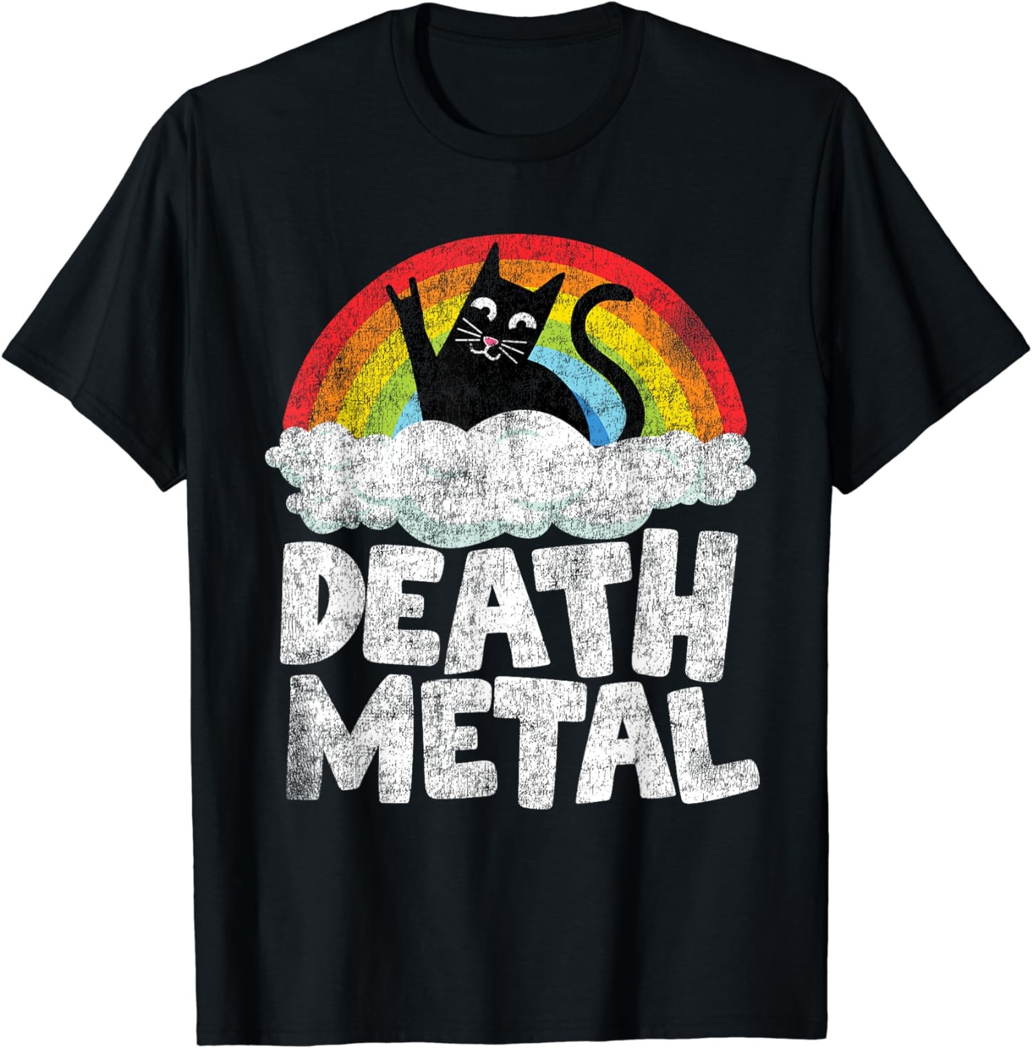 Funny Cat Rainbow Heavy Metal Musical Goth Band Unisex T-Shirt
