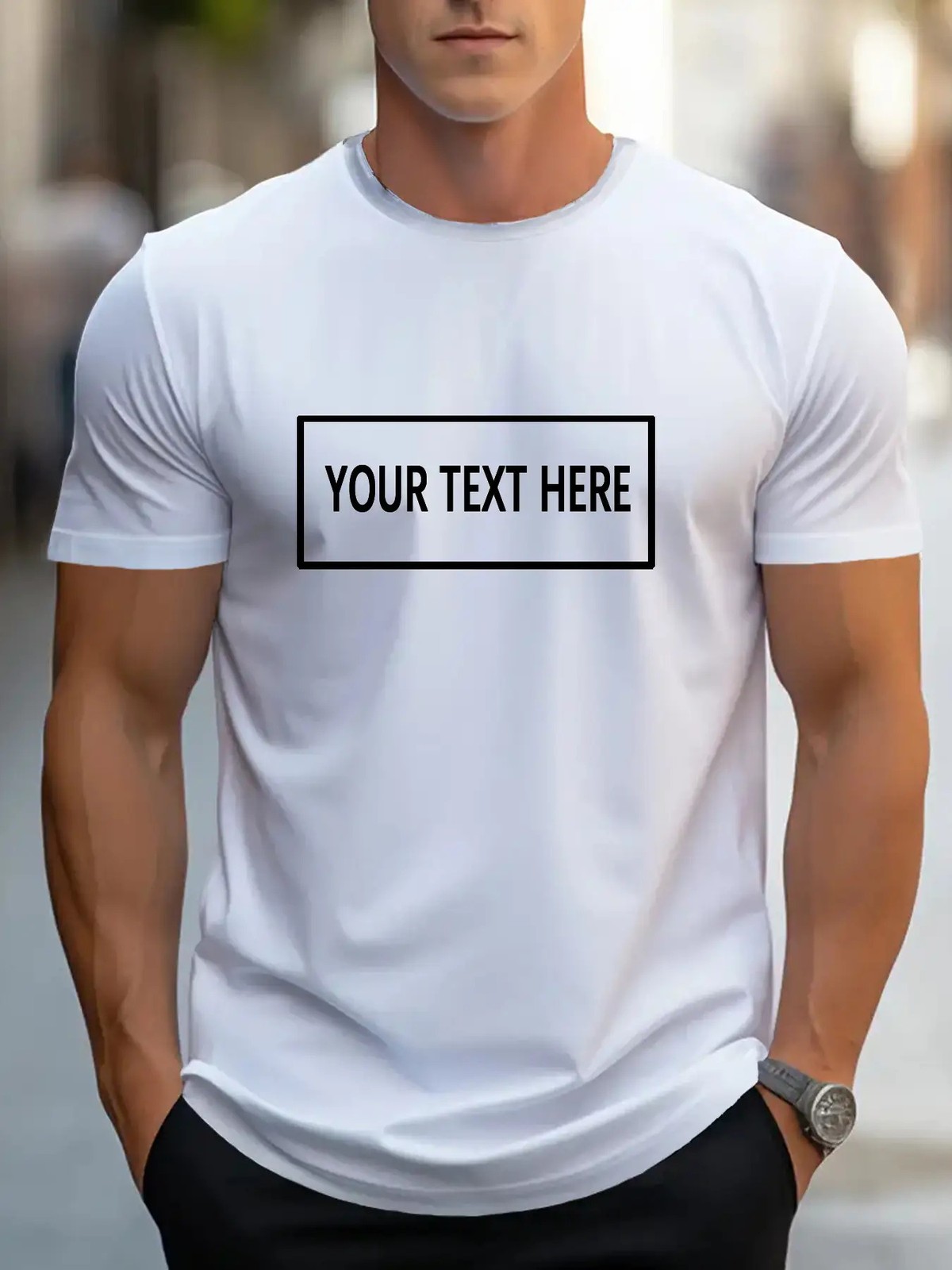 Customizable Mens Short Sleeve Round Neck T-Shirt Summer Casual Sportswear Gift❀