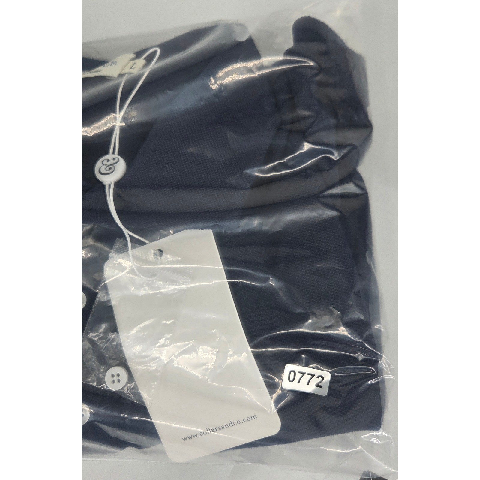 NWT Collars and Co Luxury Pique Cotton Button Up Dress Shirt Large Navy