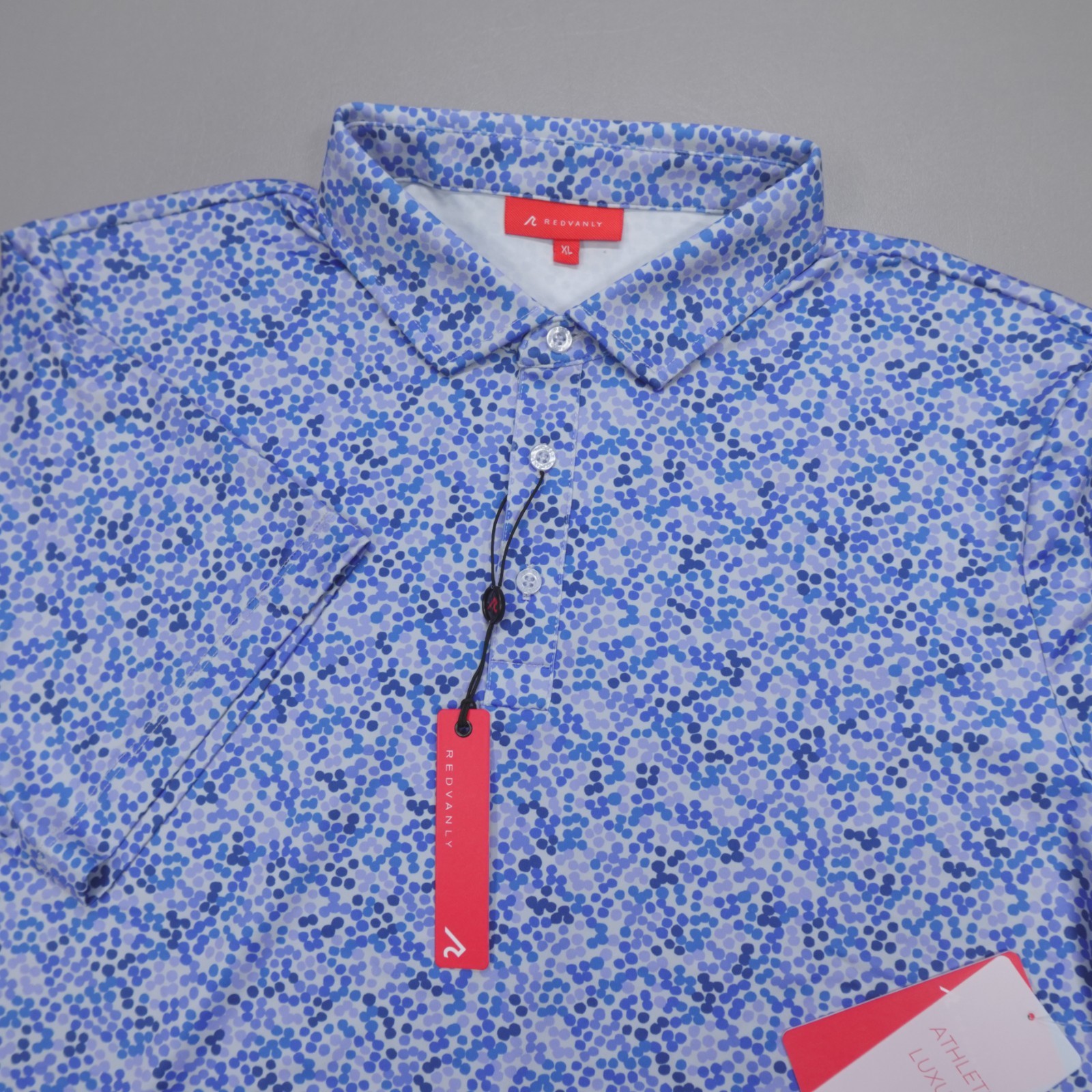 Redvanly Fourcy Polo Shirt Golf Rugby PUREpoly Blue Lavender Geometric Size XL