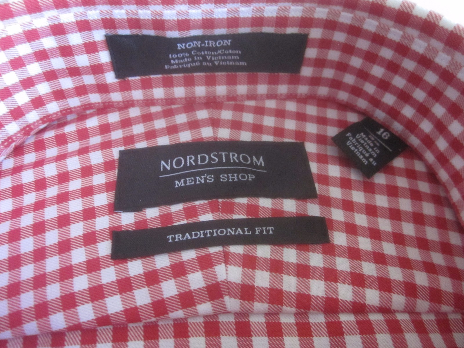 Nordstrom Non-Iron Traditional Fit Plaid Men’s Dress Shirt Red 16|33 $49.50 NWT