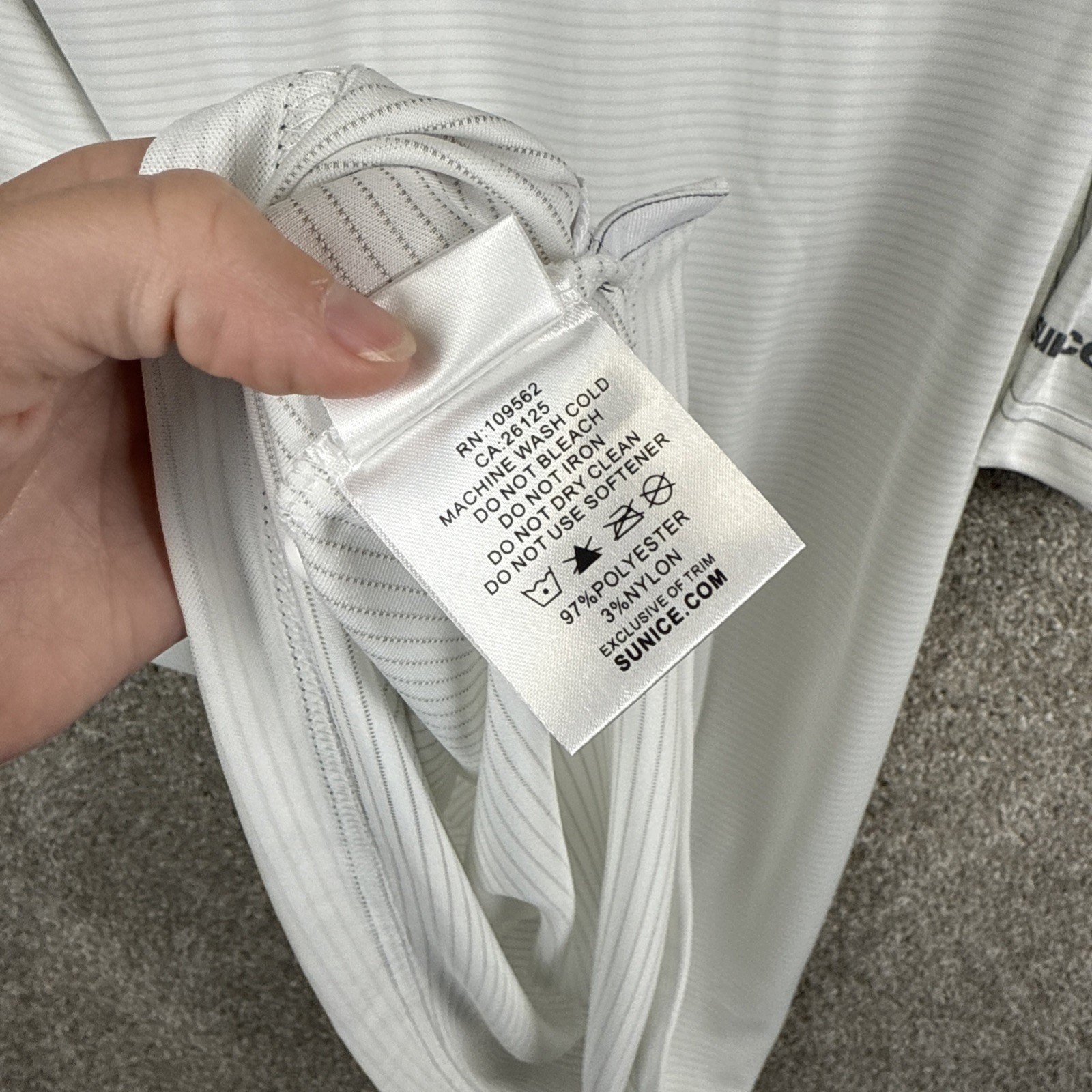 Sunice Polo Shirt Mens XXL Silver White Striped Short Sleeve Stretch Xstatic New