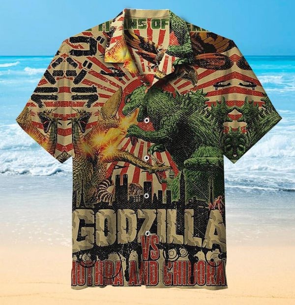 Godzilla vs Mothra and Ghidorah Hawaiian shirt