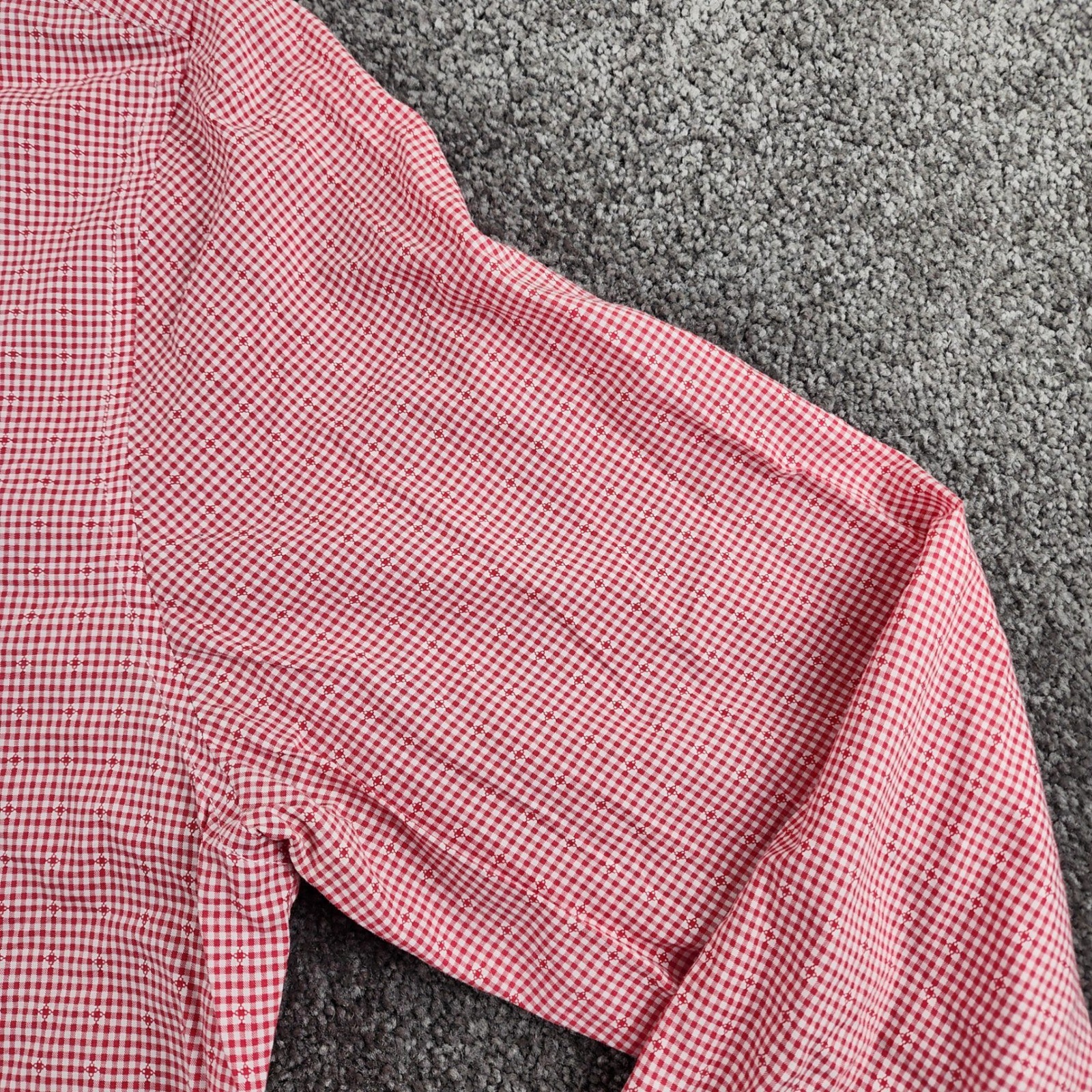 Original Penguin Button Down Shirt Mens 16 34/35 Red Gingham Heritage Slim Fit