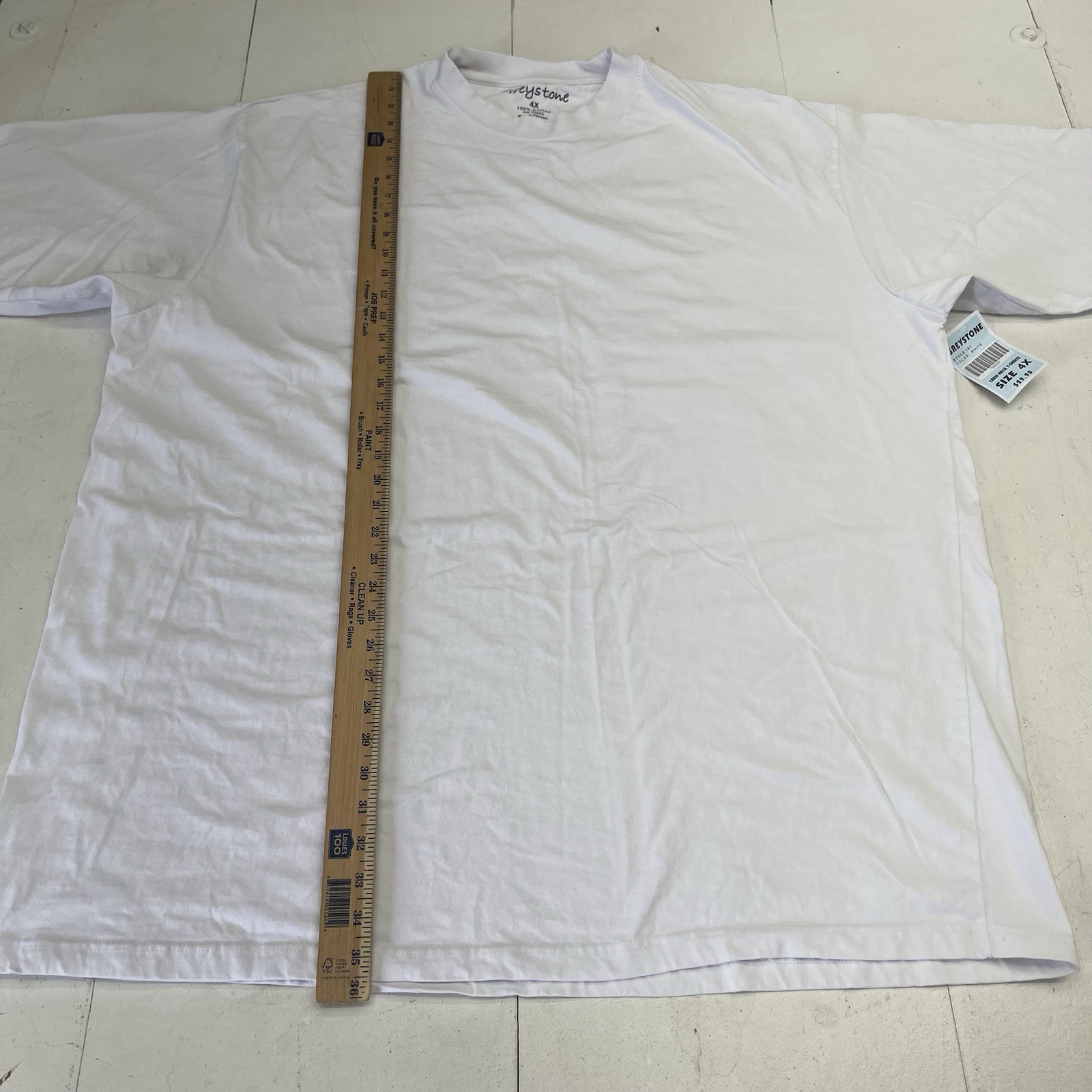 Greystone 100% Cotton Basic White Short Sleeve T Shirt Mens Size 4X Defects