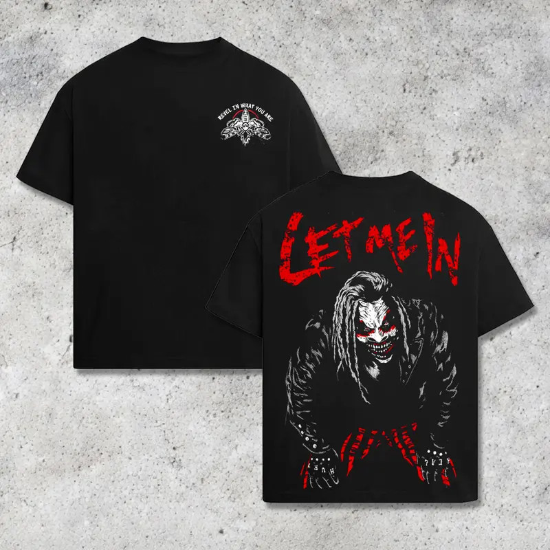 [WWE] Bray Wyatt The Fiend Let Me In Graphic T-Shirt WWE Horror Wrestling Tee, D