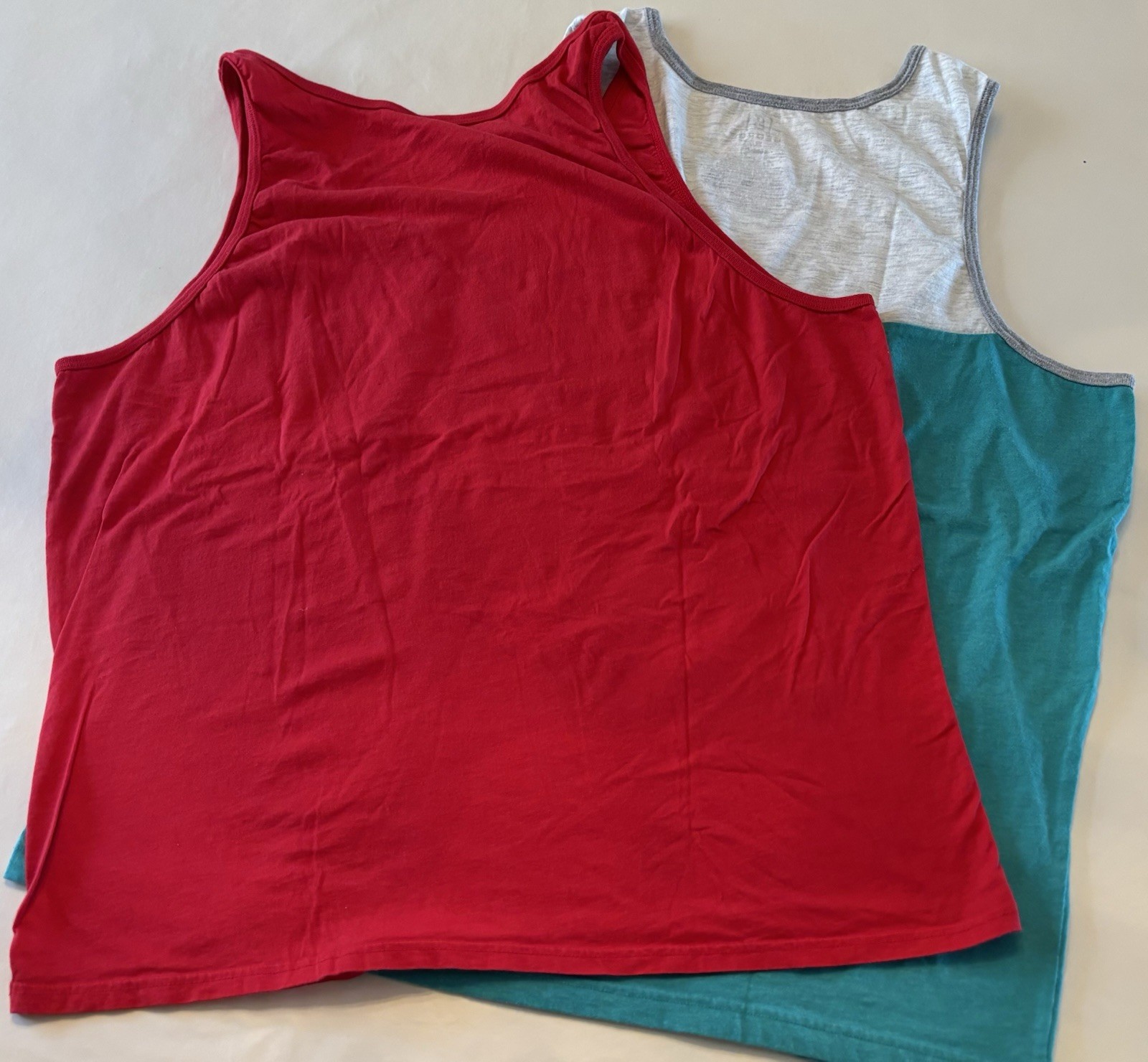 George Men’s XL Colorblock & Unbranded Tank Top Scoop Neck Cotton Blend Lot Of 2