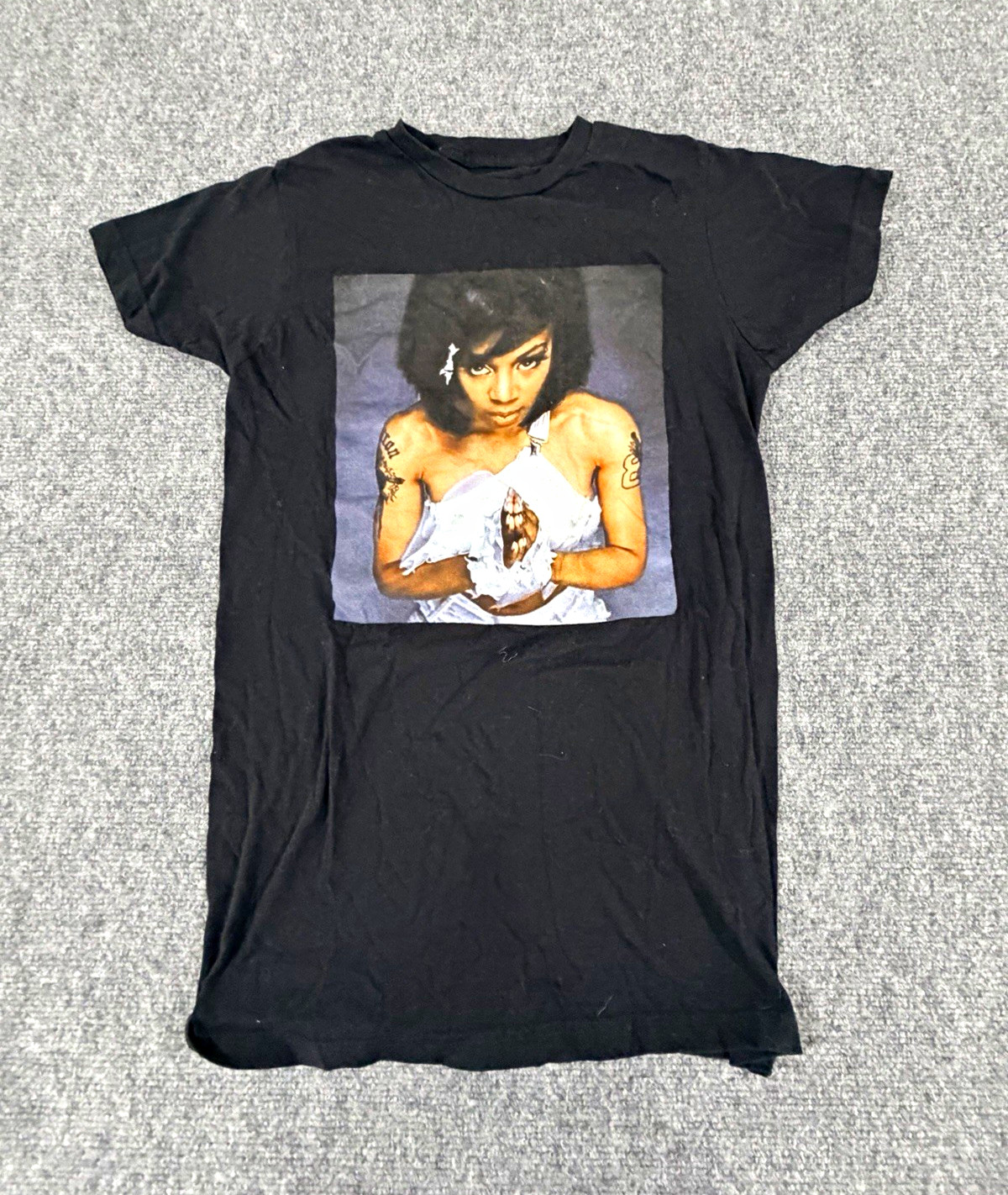 TLC Shirt Left Eye Adult Large Black Praying 90s R&B Rap Music Sz M