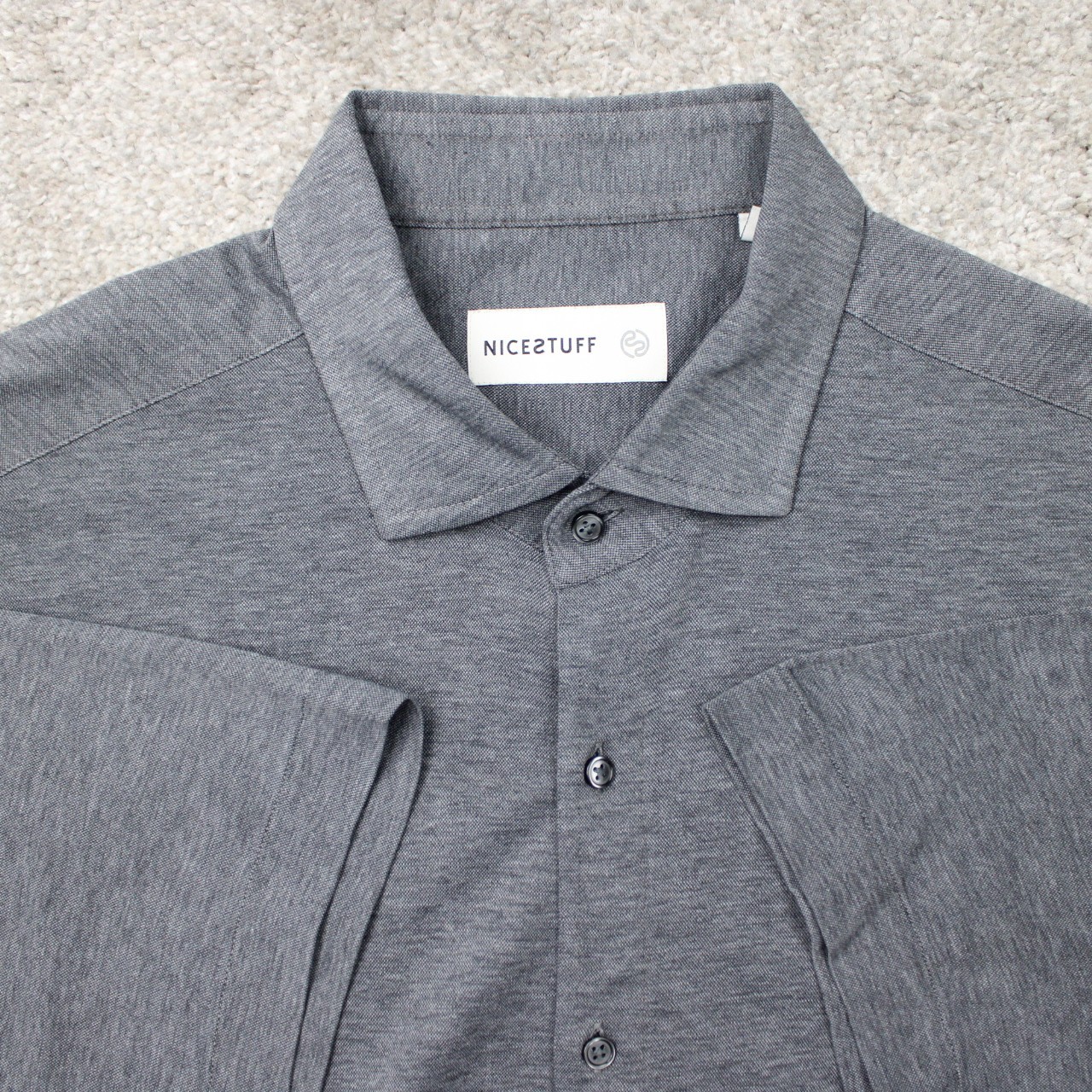 Nice Stuff Shirt Mens XL Gray 100% Cotton Short Sleeve Button Up Casual Preppy