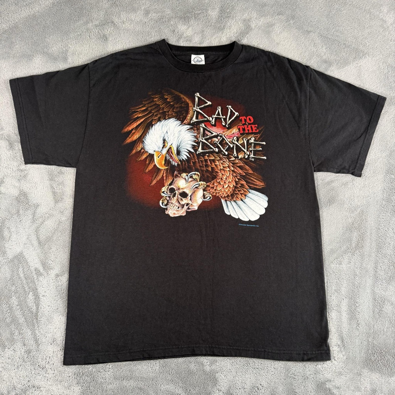 Delta Pro Weight T-Shirt Mens Size L Black Bad To The Bone Eagle Skull Graphic