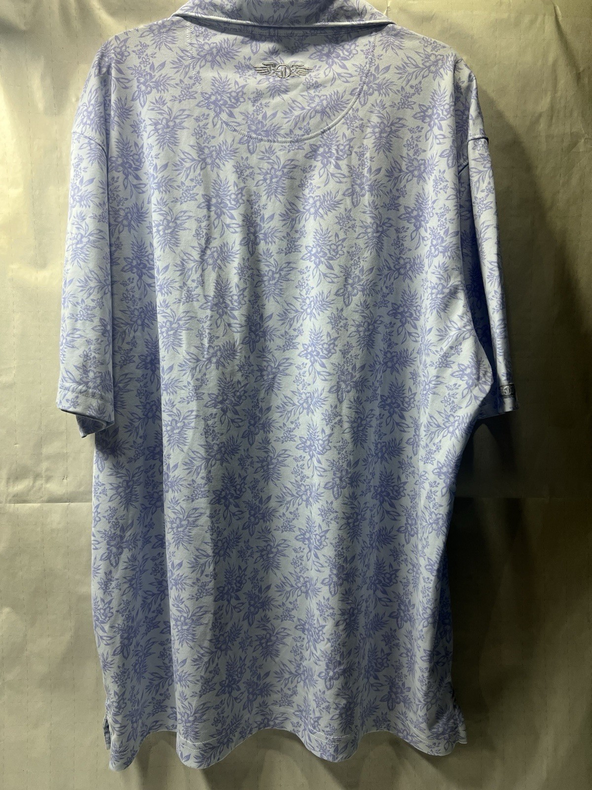 Straight Down Polo Shirt Mens Large Purple Floral Golf Performance Knit Print