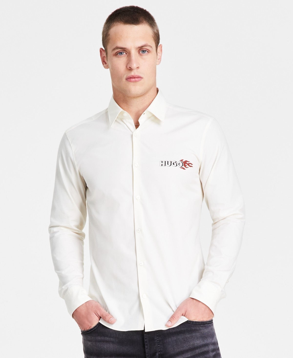 Hugo Boss Ermo Flame Logo XL Slim-Fit Button Down Shirt / Men’s XL / NWT