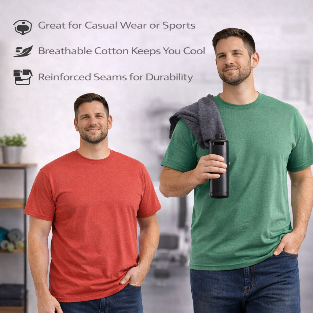 12 Pack BILLIONHATS Plus Size Men Cotton T-Shirt Bulk Big Tall Short Sleeve