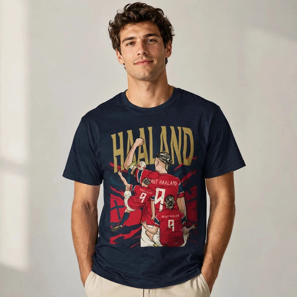 Erling Haaland Norway Soccer Striker Graphic Football Fan Tee Shirt Gift