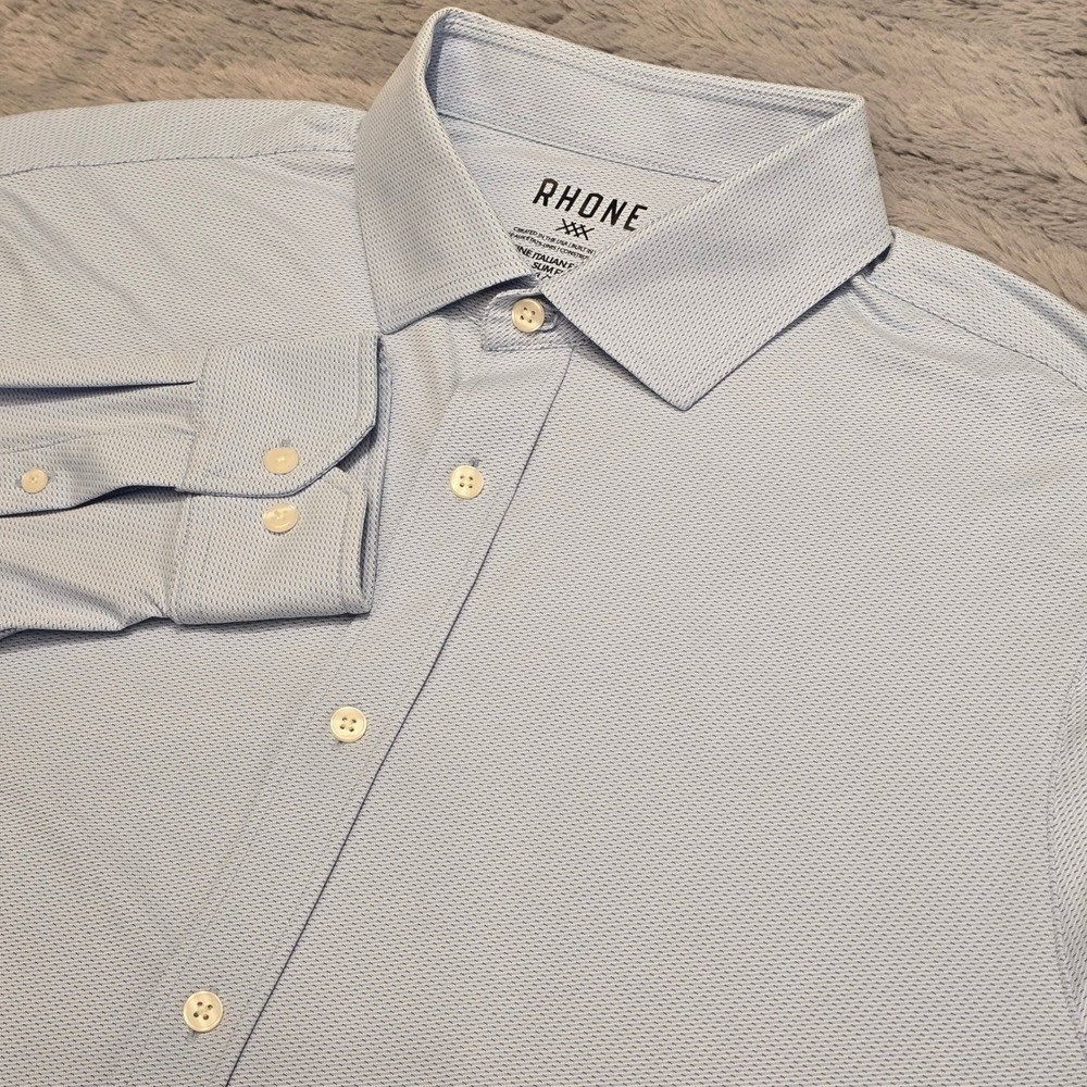 Rhone Commuter Shirt Mens XL Light Blue Slim Fit Button Down Italian Fabric