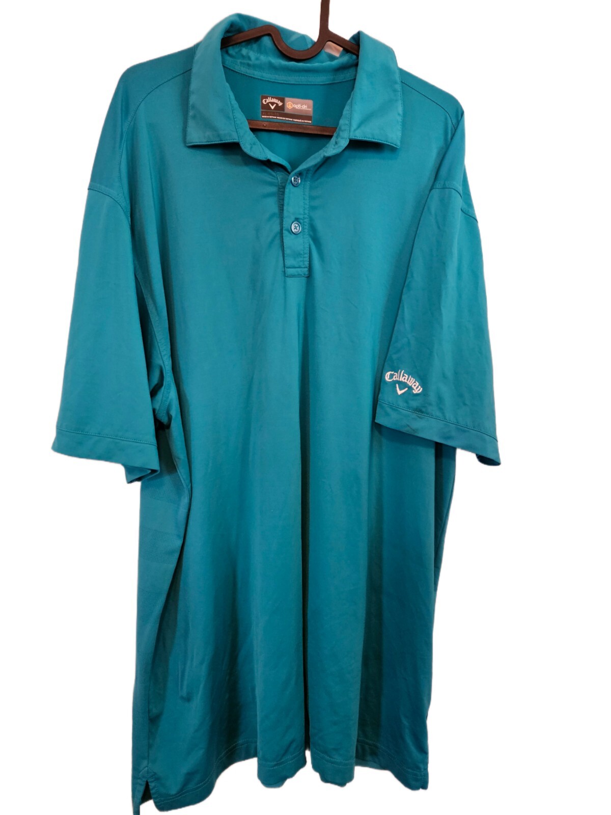 CALLAWAY Opti-Dri Mens XL Teal Short Sleeve Polo Shirt – Soft & Light Fabric