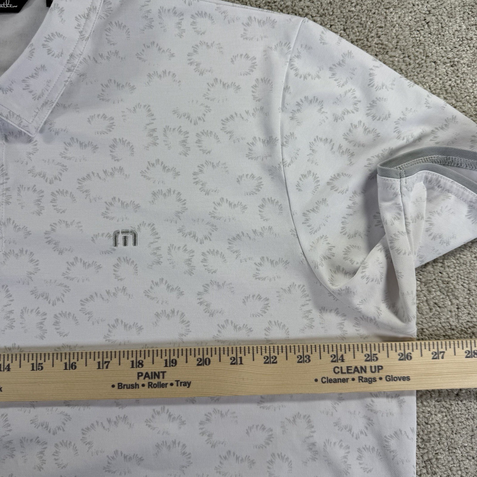 Travis Mathew Polo Shirt Men’s 3XL White Gray Pima Cotton Blend Golf Performance