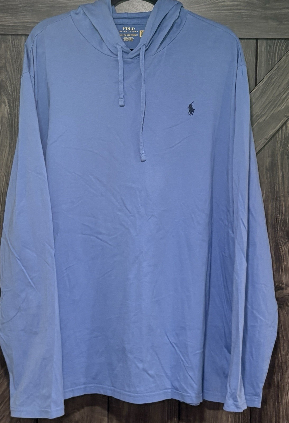 Hooded Polo Ralph Lauren Men’s XL Blue T-Shirt Long Sleeve Pony Logo
