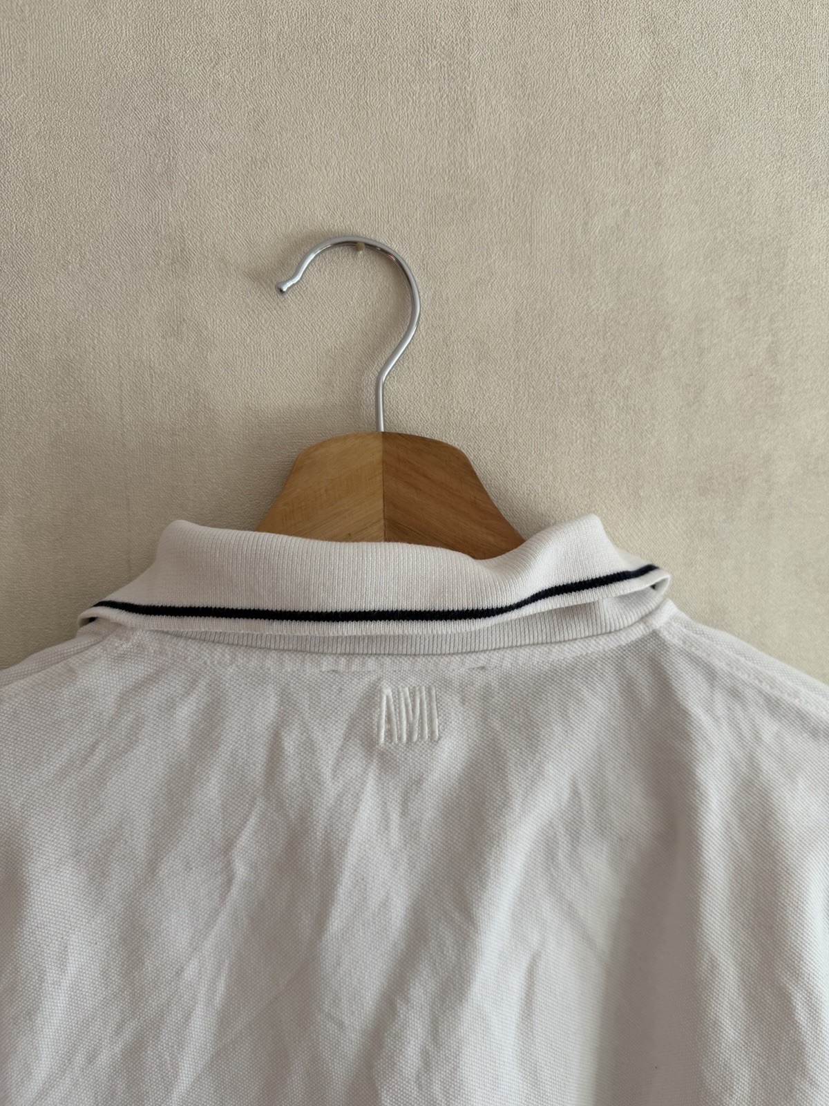 Men’s AMI White Polo Logo T-Shirt Size L