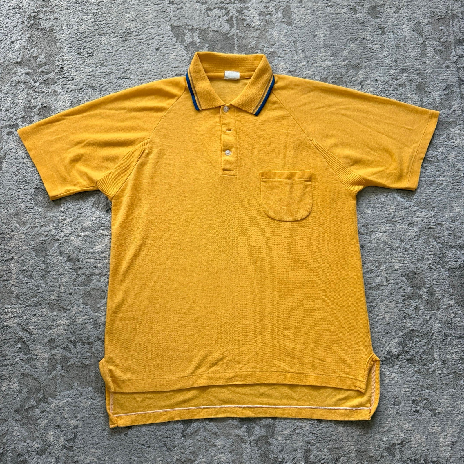 Vintage 60s 70s Lord Shannon Knit Polo Shirt Mens L Yellow Disco Rockabilly Mod