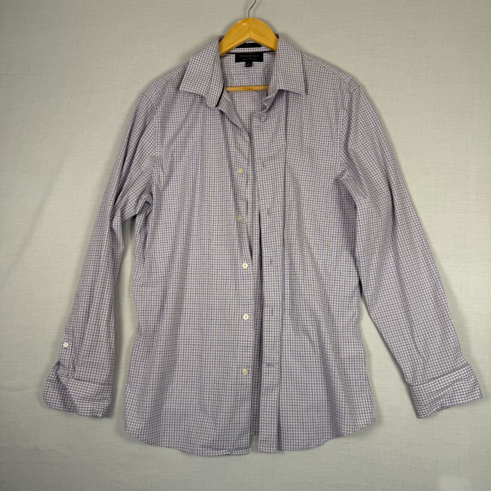 Banana Republic Shirt Blue Plaid Button Down Collared Mens Large